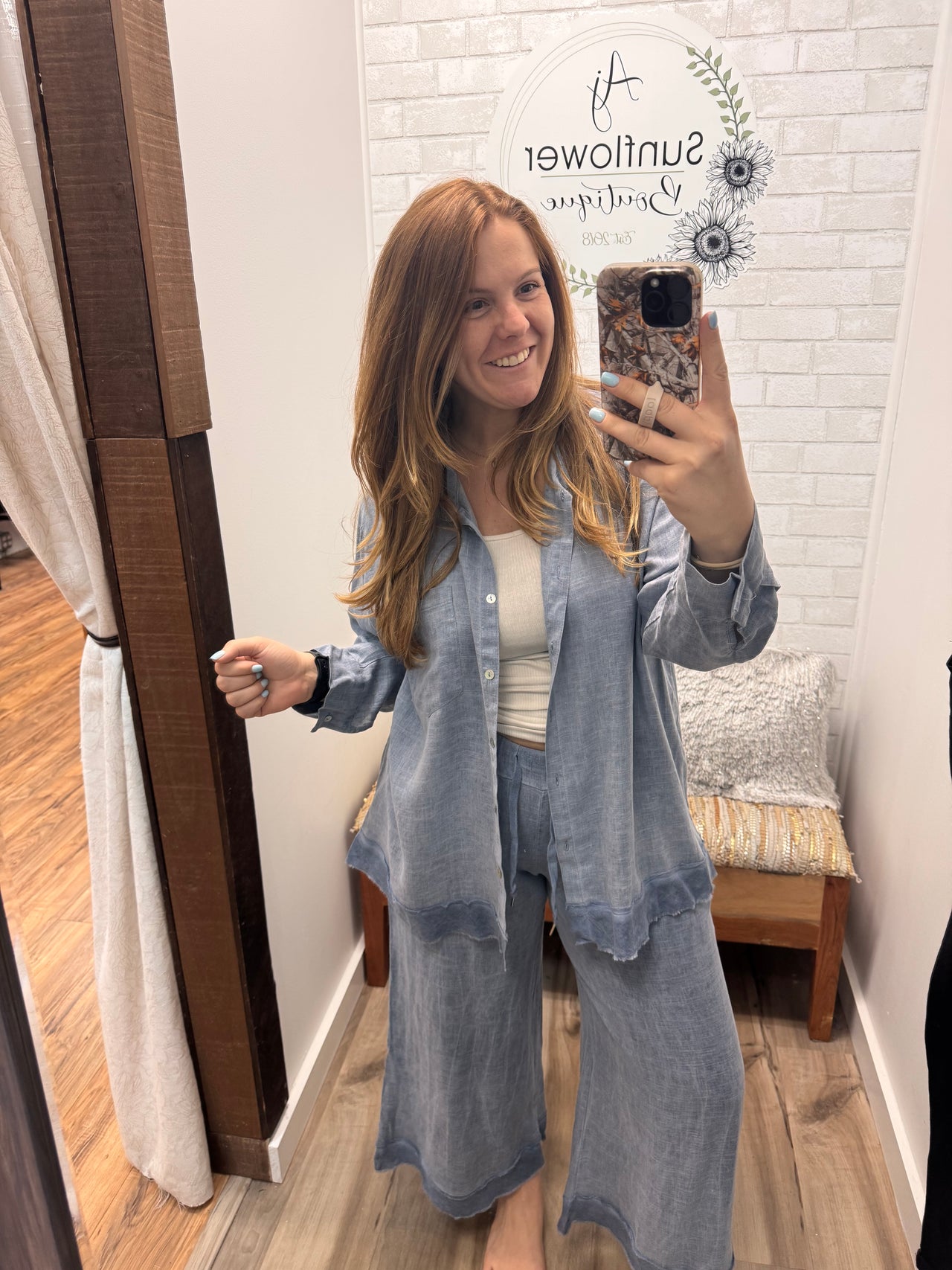 Easy Days Drapey Linen Pants- Blue