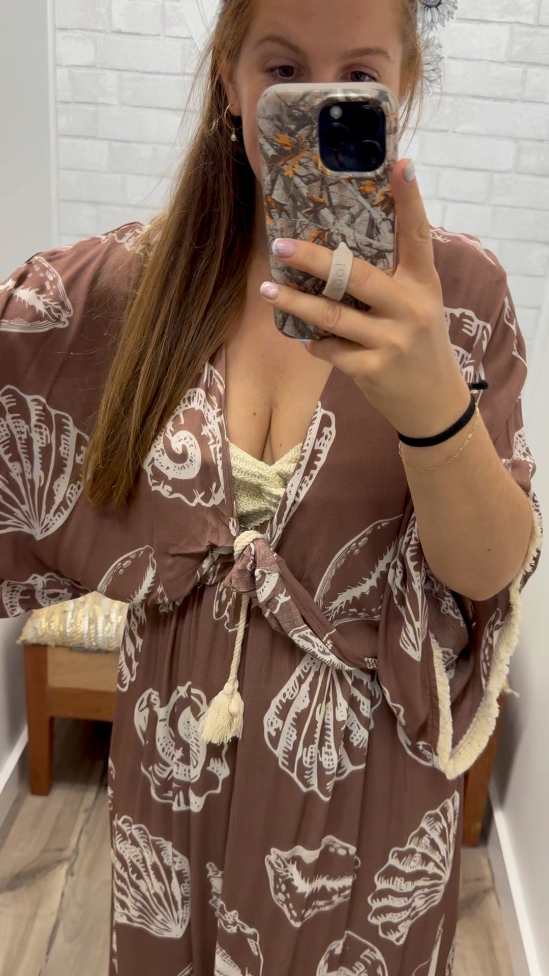 Seashell Escape Tie Front Top