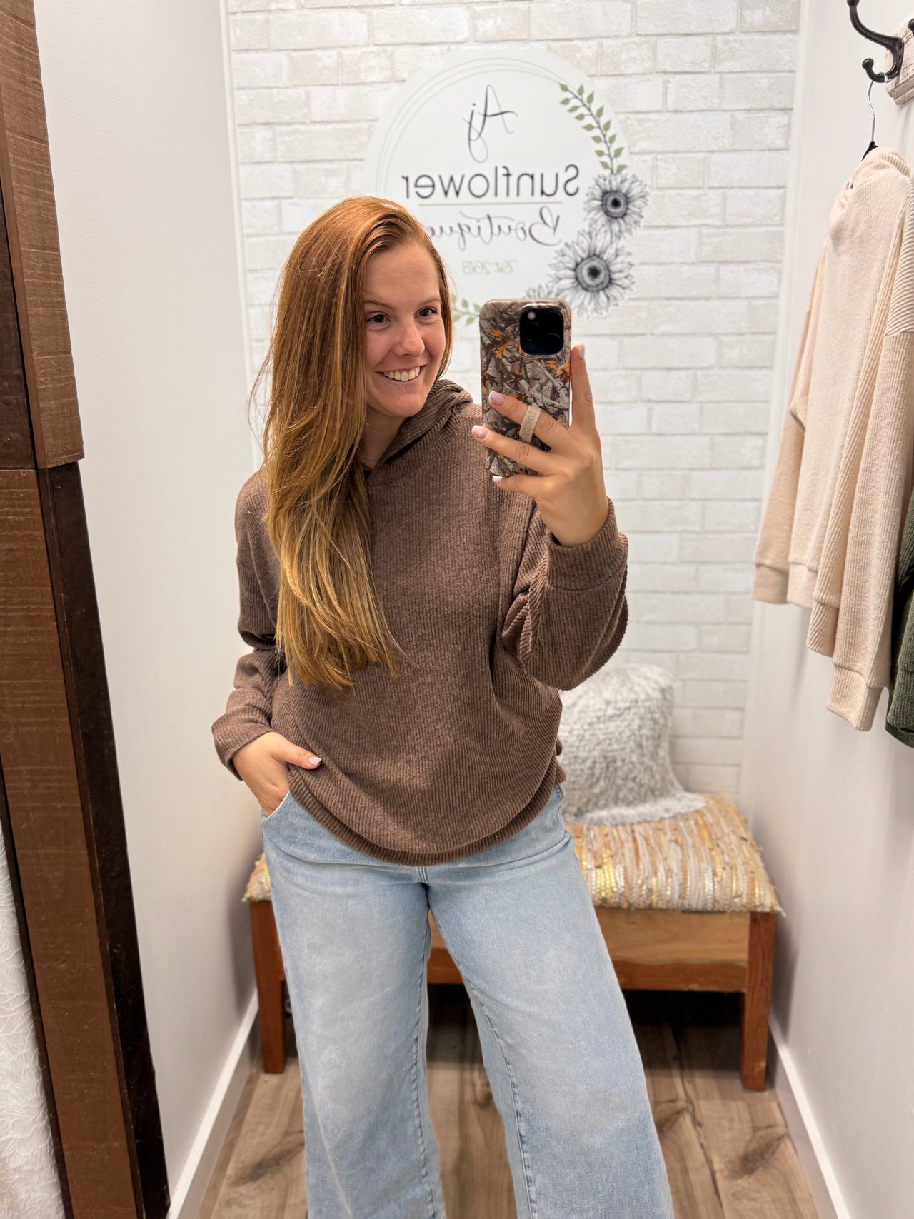 Bonfire Nights Ribbed Hoodie -Mocha