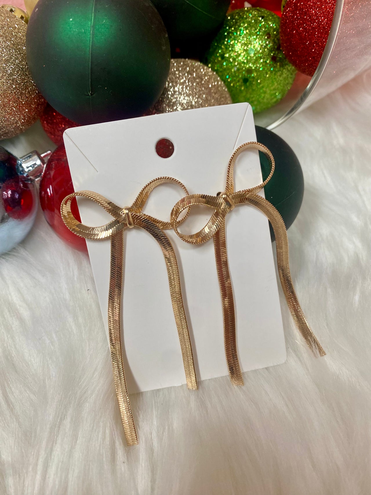Golden Ribbon Drop Earrings