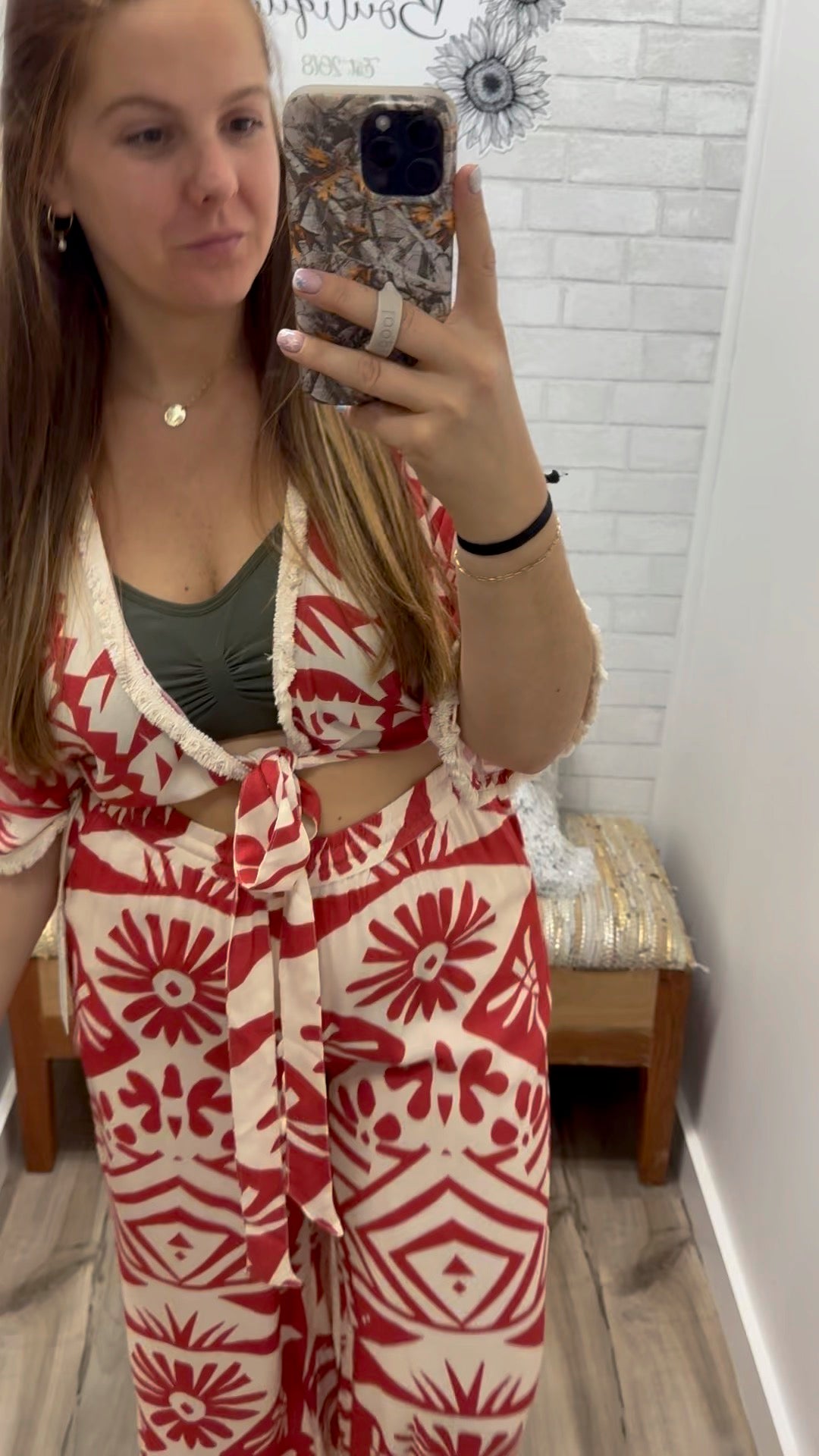 Tribal Oasis Tie Front Top