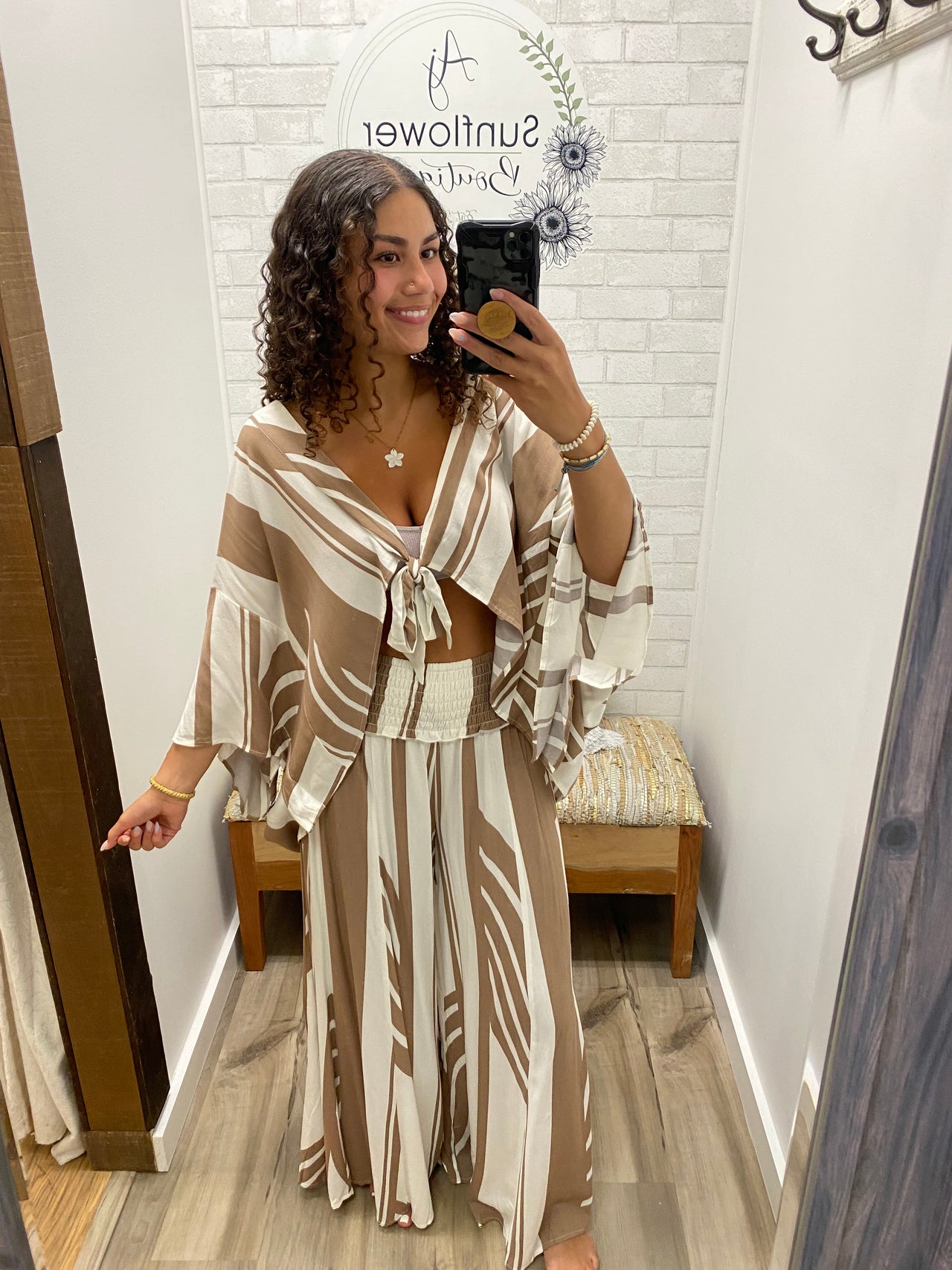 Tide Break Wide Leg Pants-Tan