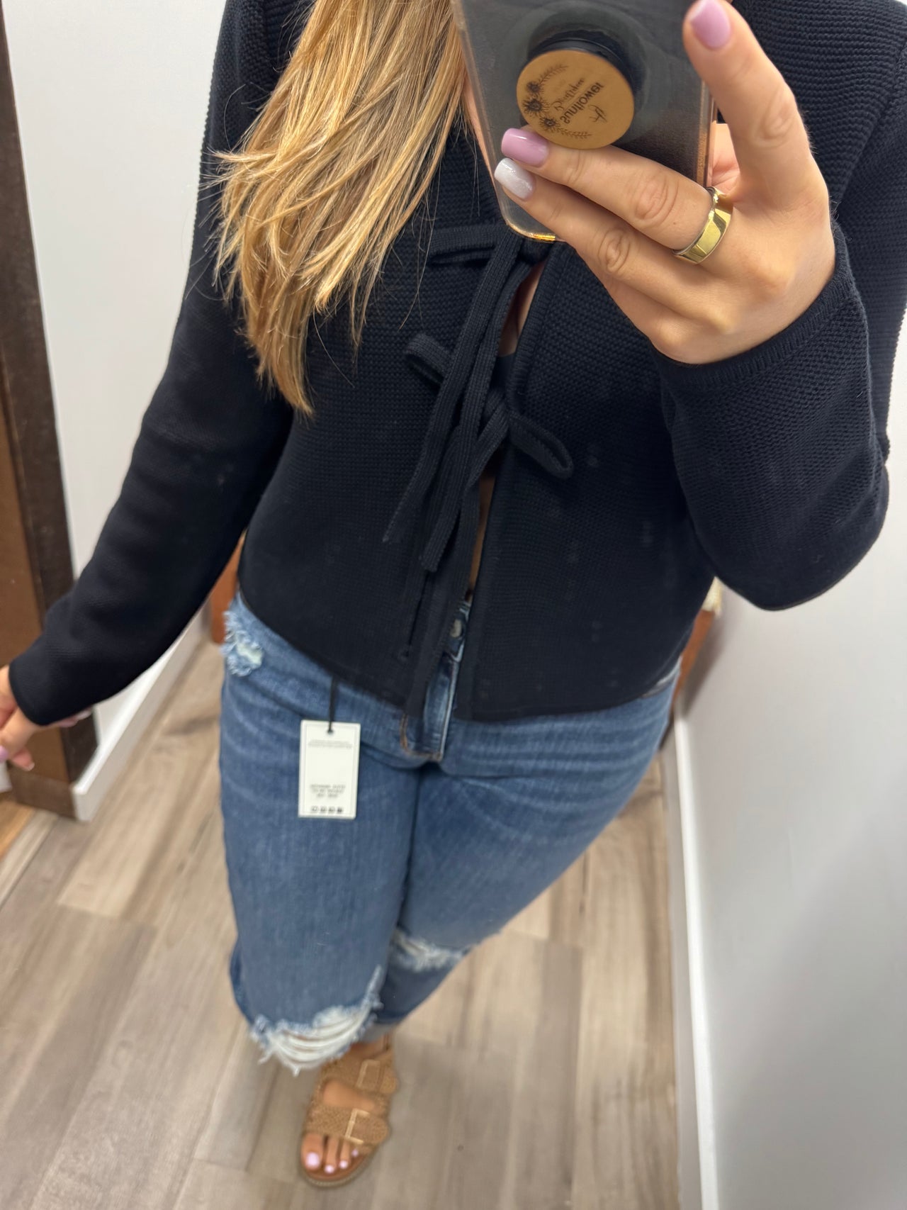 The Sweet Tie Sweater-Black