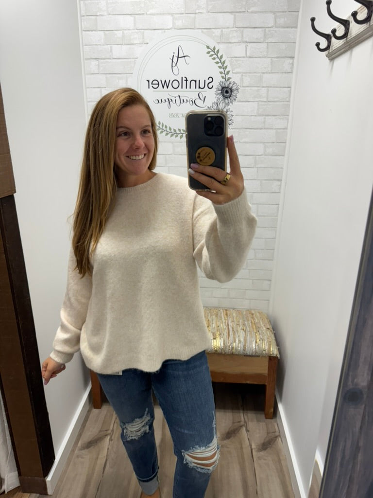 Sweet Finish Bow Back Sweater - Oatmeal