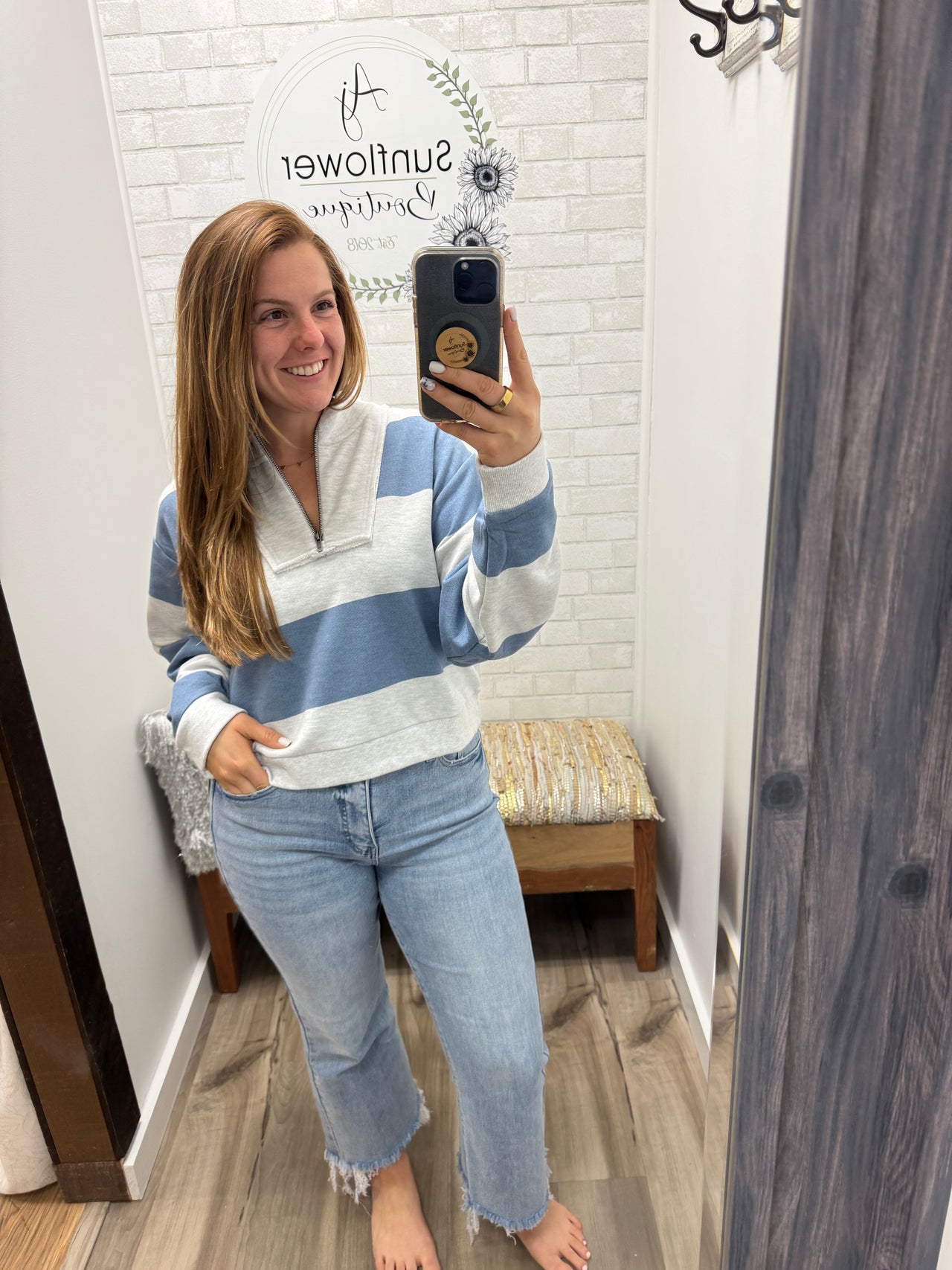 Coastal Hues Half Zip – Capri Blue