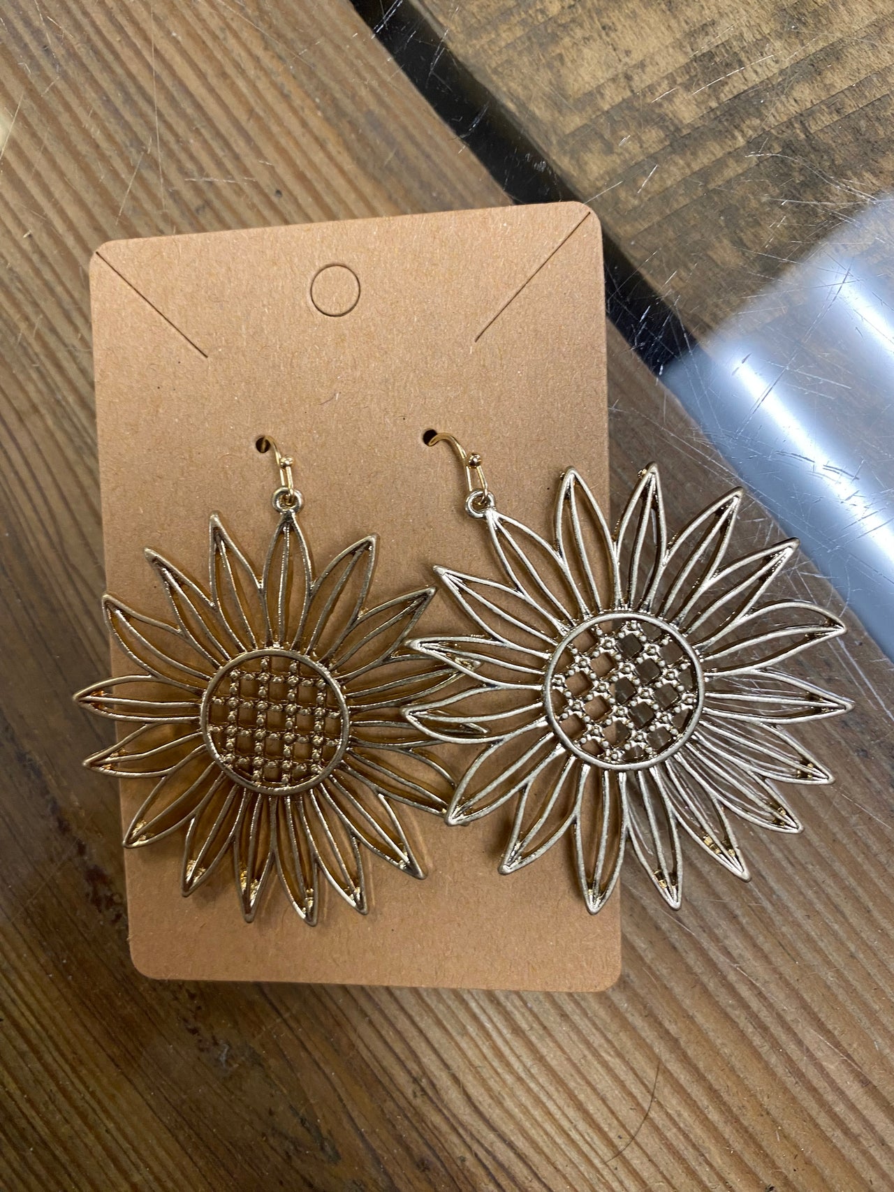 Sunflower Metal Drop Earrings