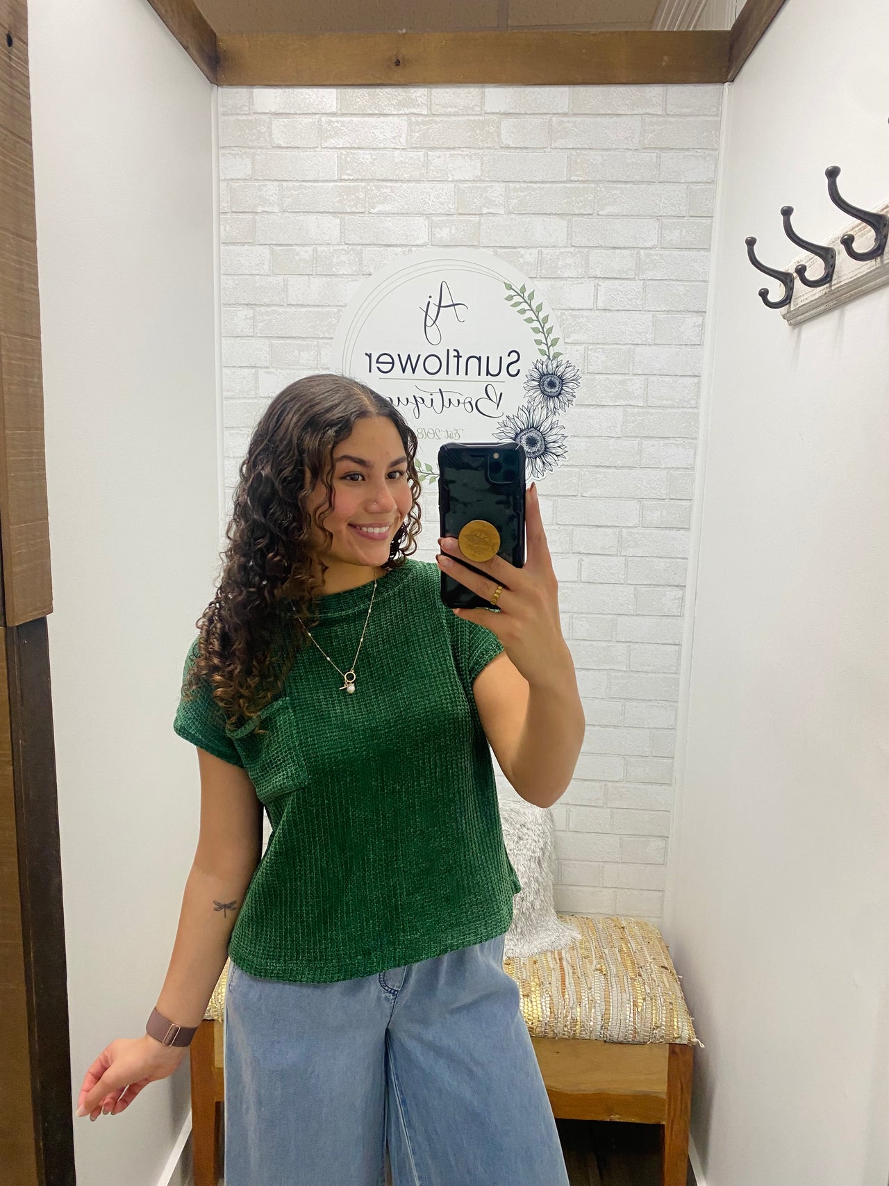 Winter Chill Mock Neck Top- Evergreen