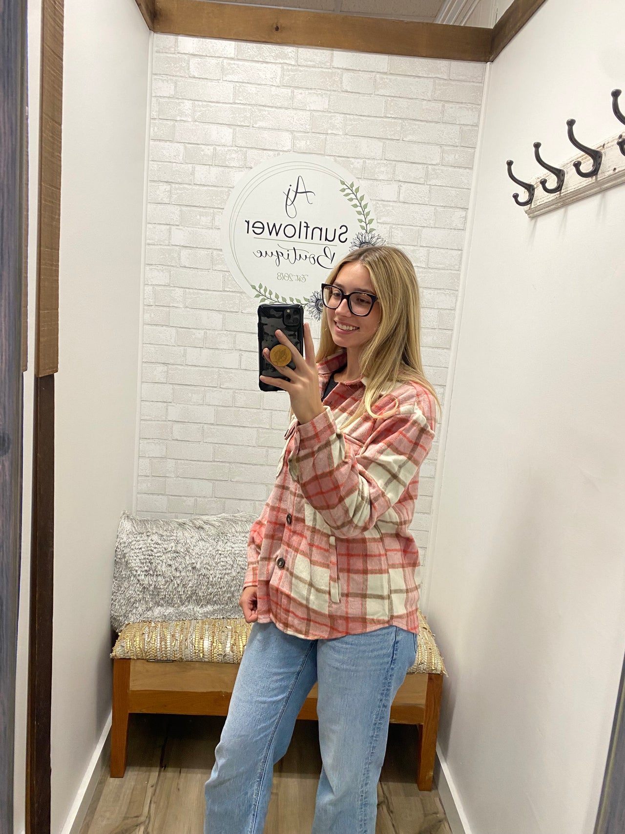 Crisp Air Plaid Shacket - Pink