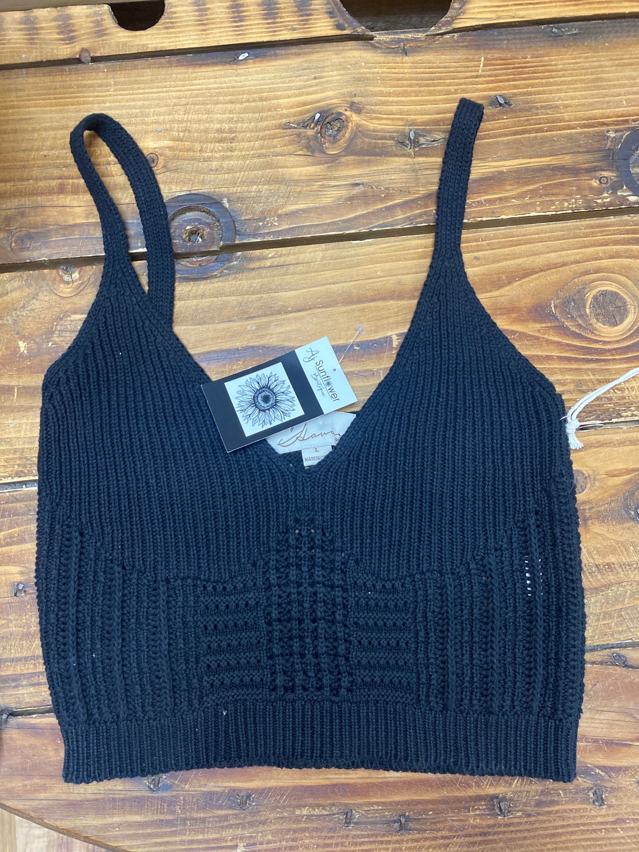 Captree Crochet Tank -Black