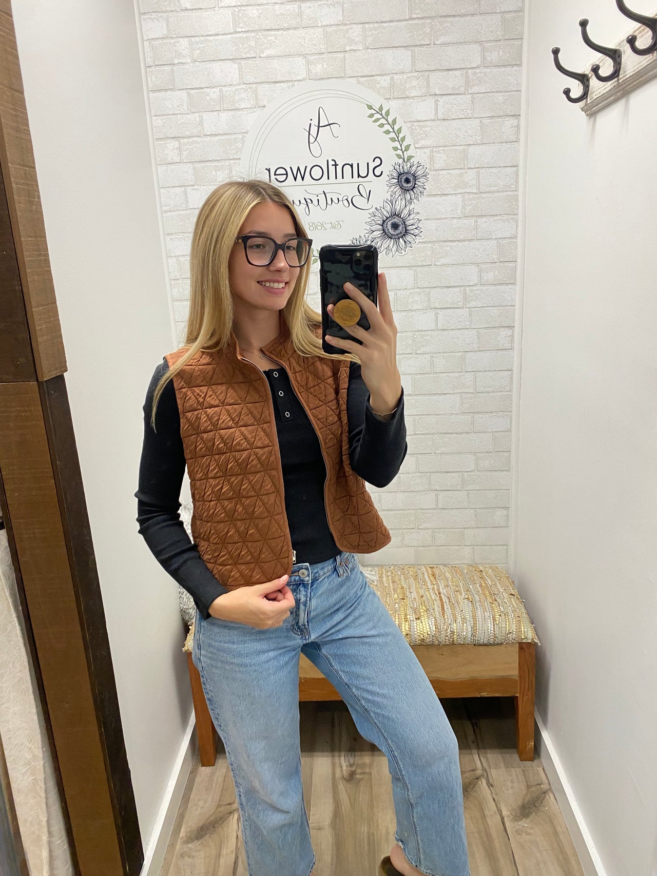 Coffee Run Quilted Vest- Mocha