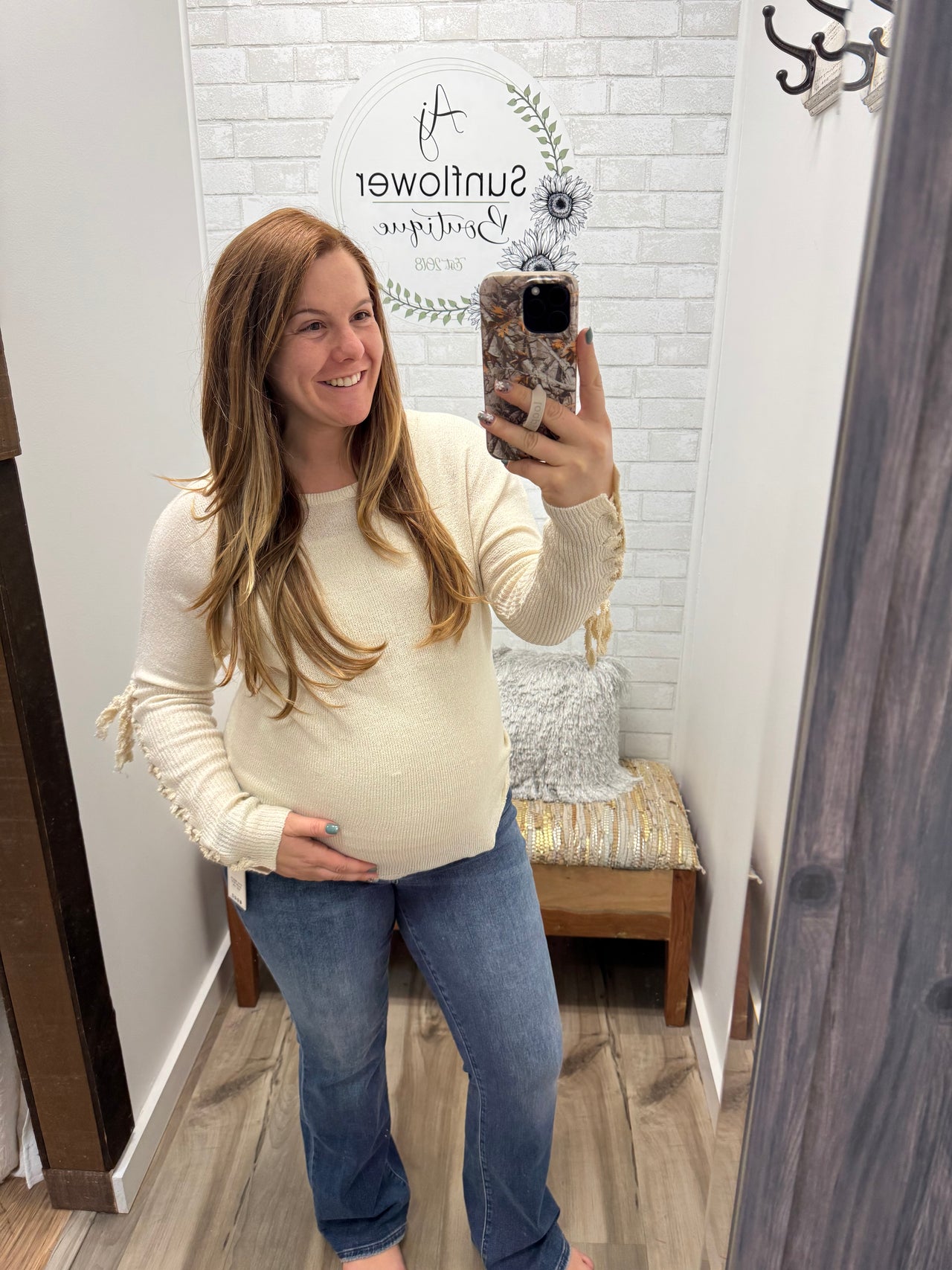 Cozy Harbor Lace Sleeve Sweater