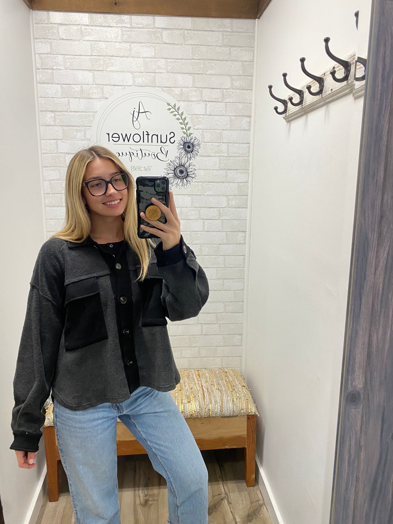 Hay There Fleece Shacket -Black