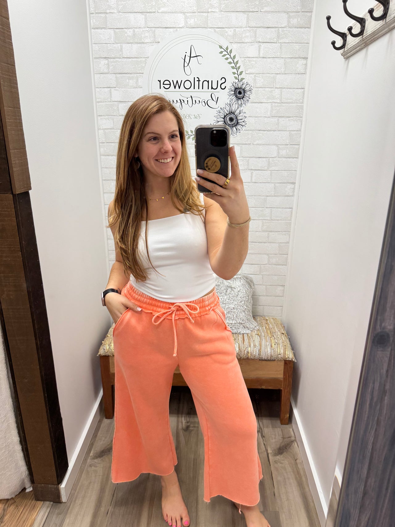 Vintage Vibes Palazzo Sweatpants-Coral