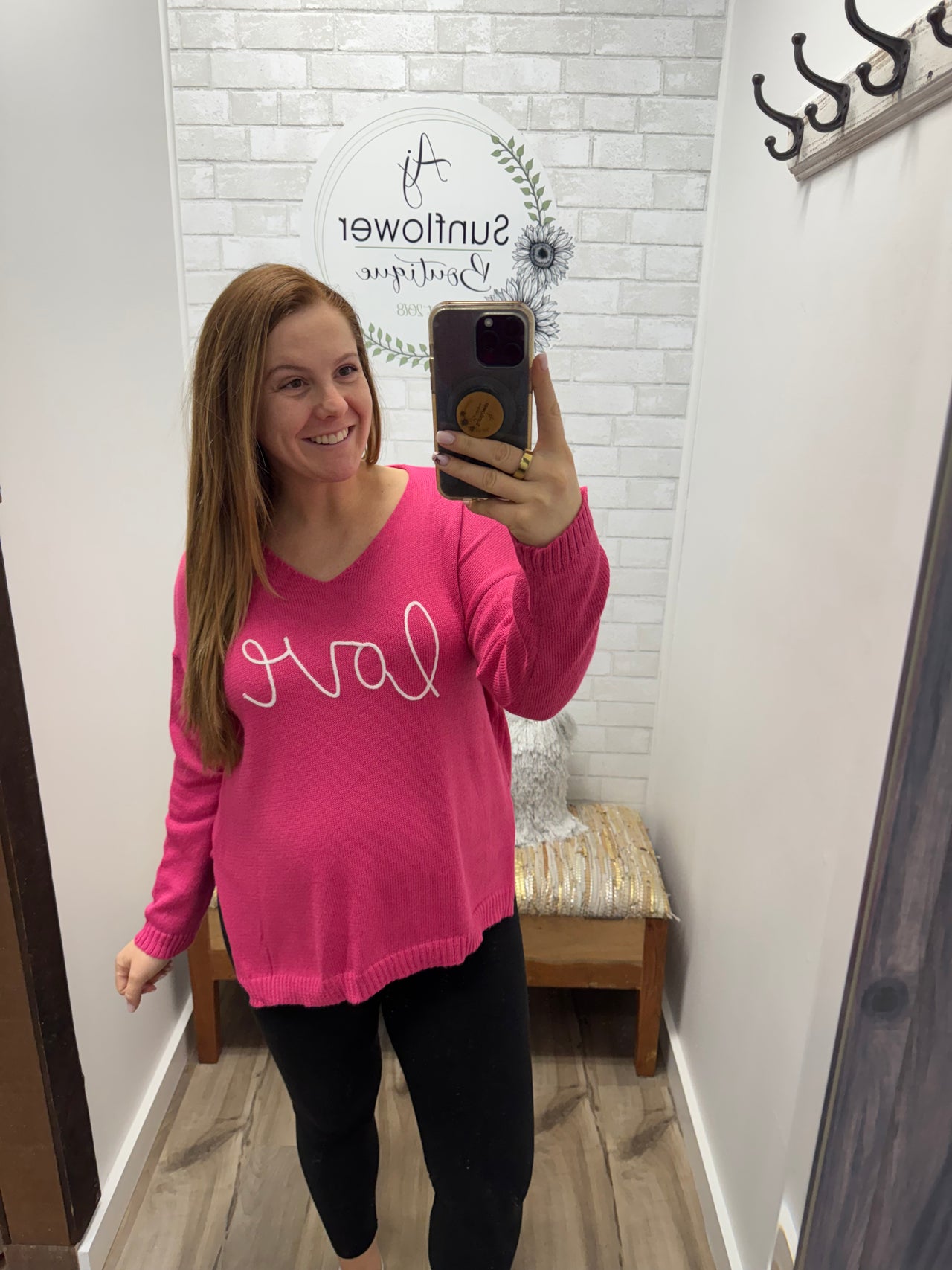 All You Need is Love Graphic Sweater-Hot Pink