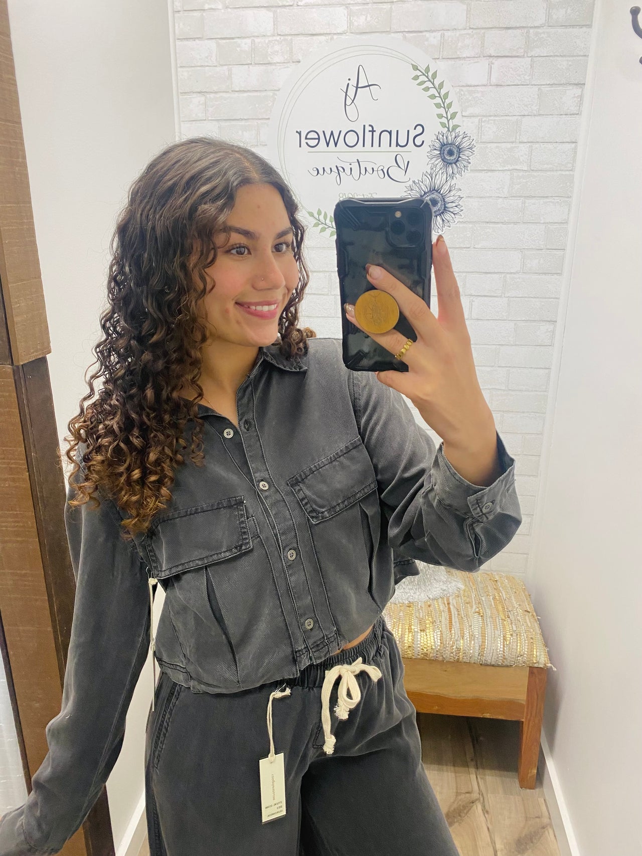 Off-Duty Tencel Button Down — Charcoal