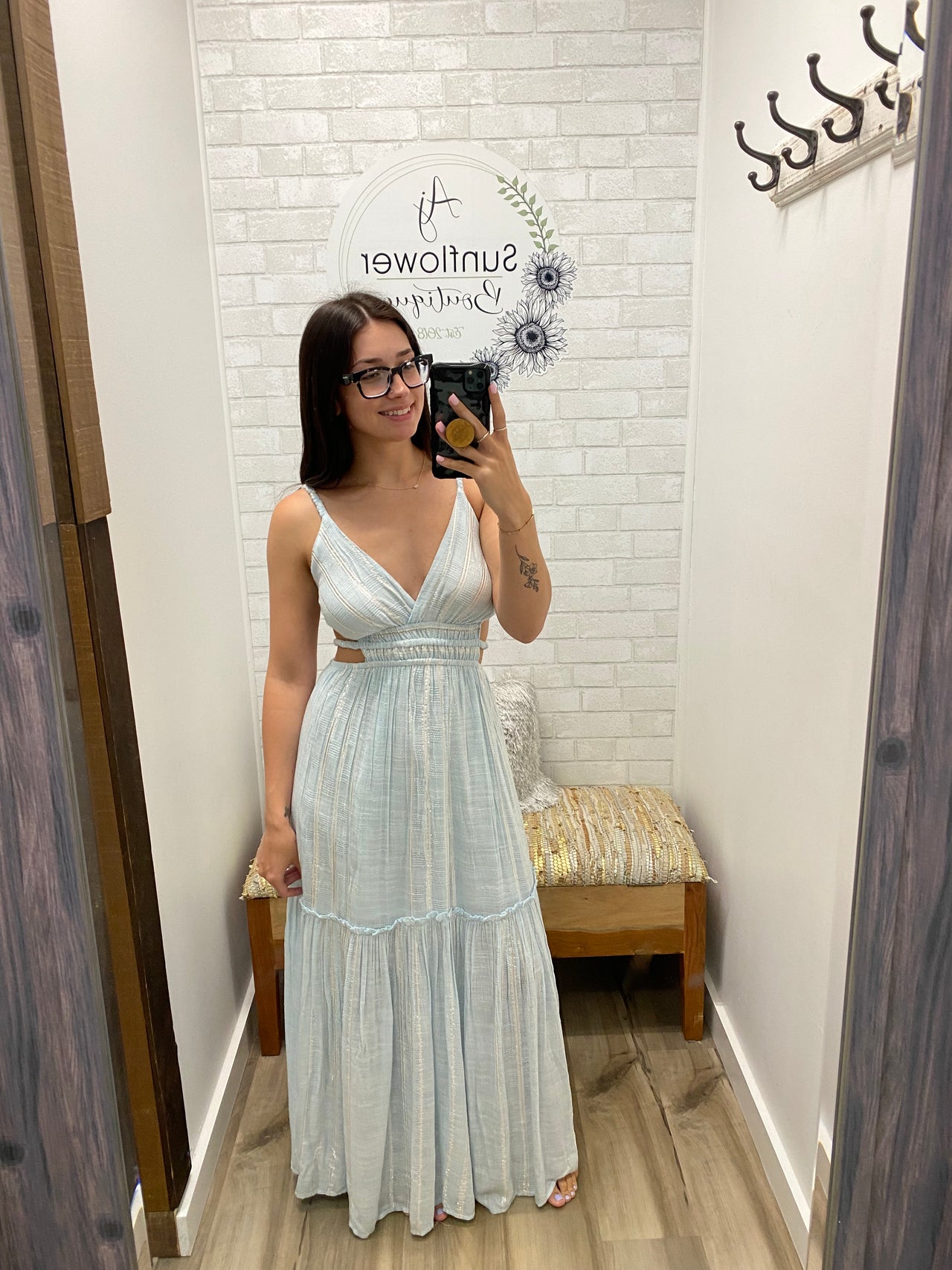 Sea Glass Shimmer Maxi Dress