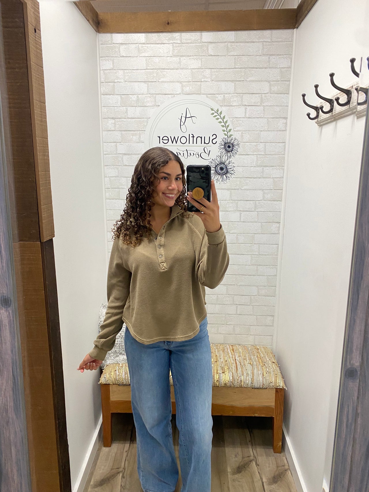 Latte Break Waffle Henley-Mocha