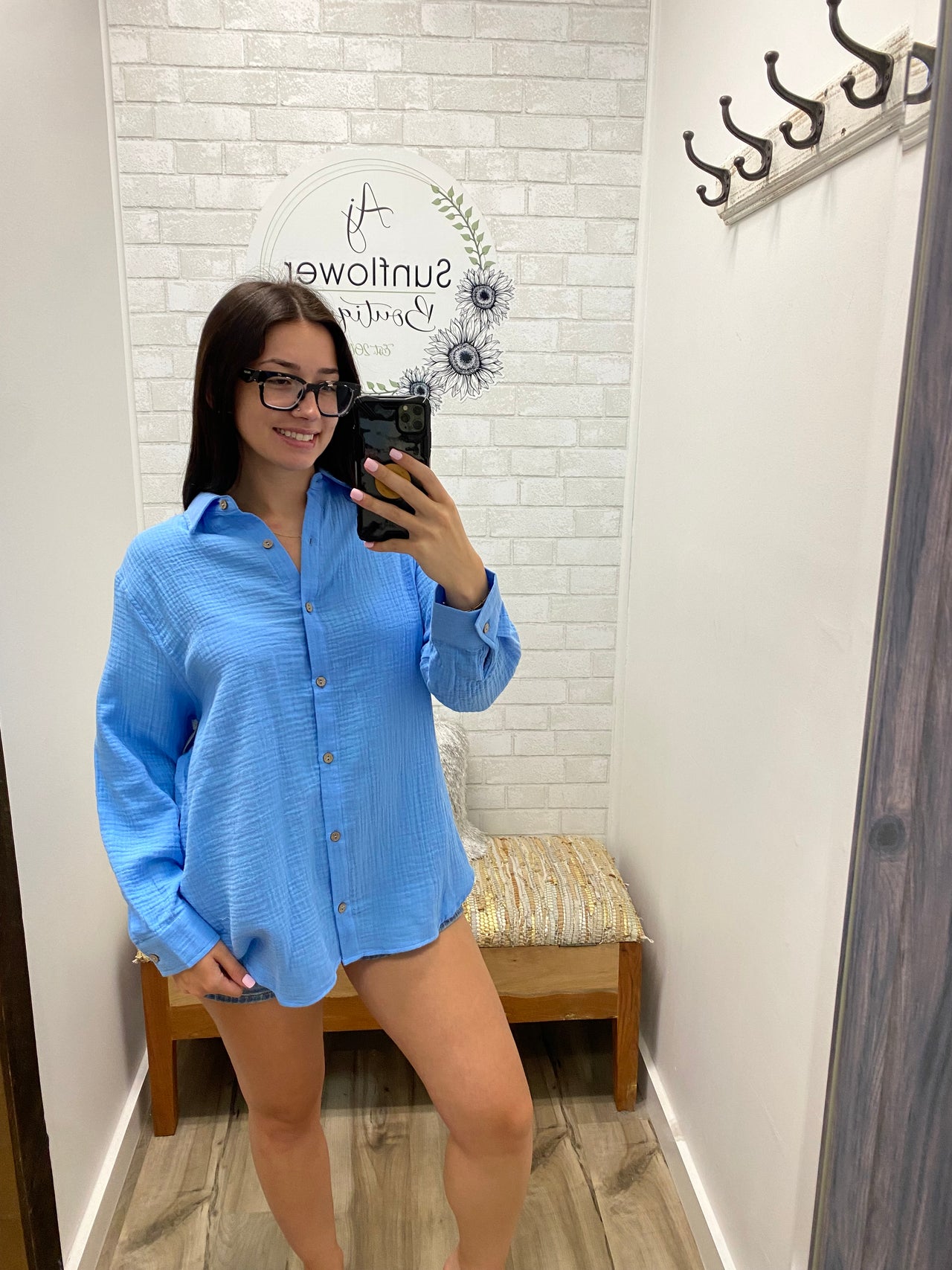 Seaside Breeze Button Down - Ocean Blue