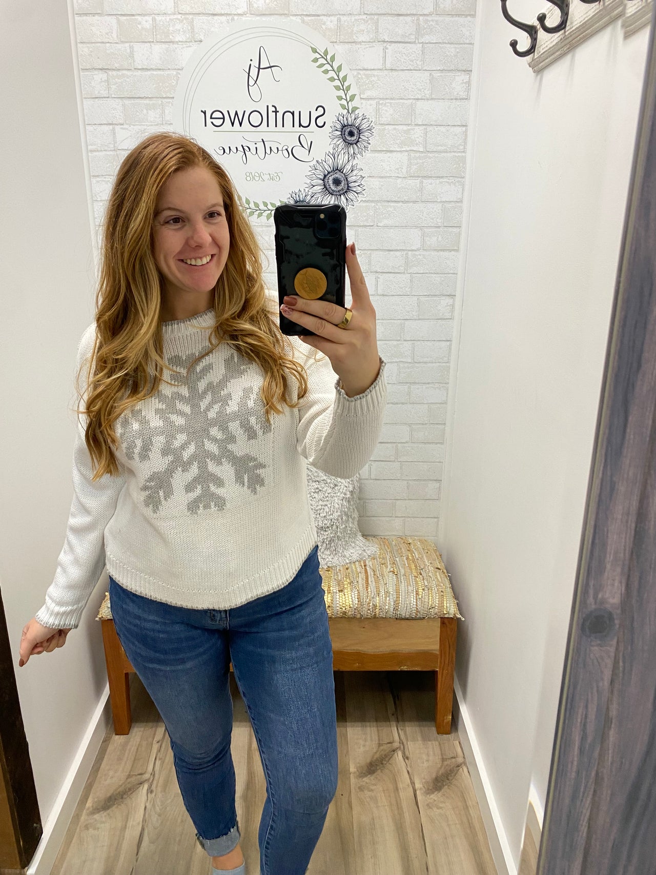 Ready for Snowflakes Sweater-White/Silver