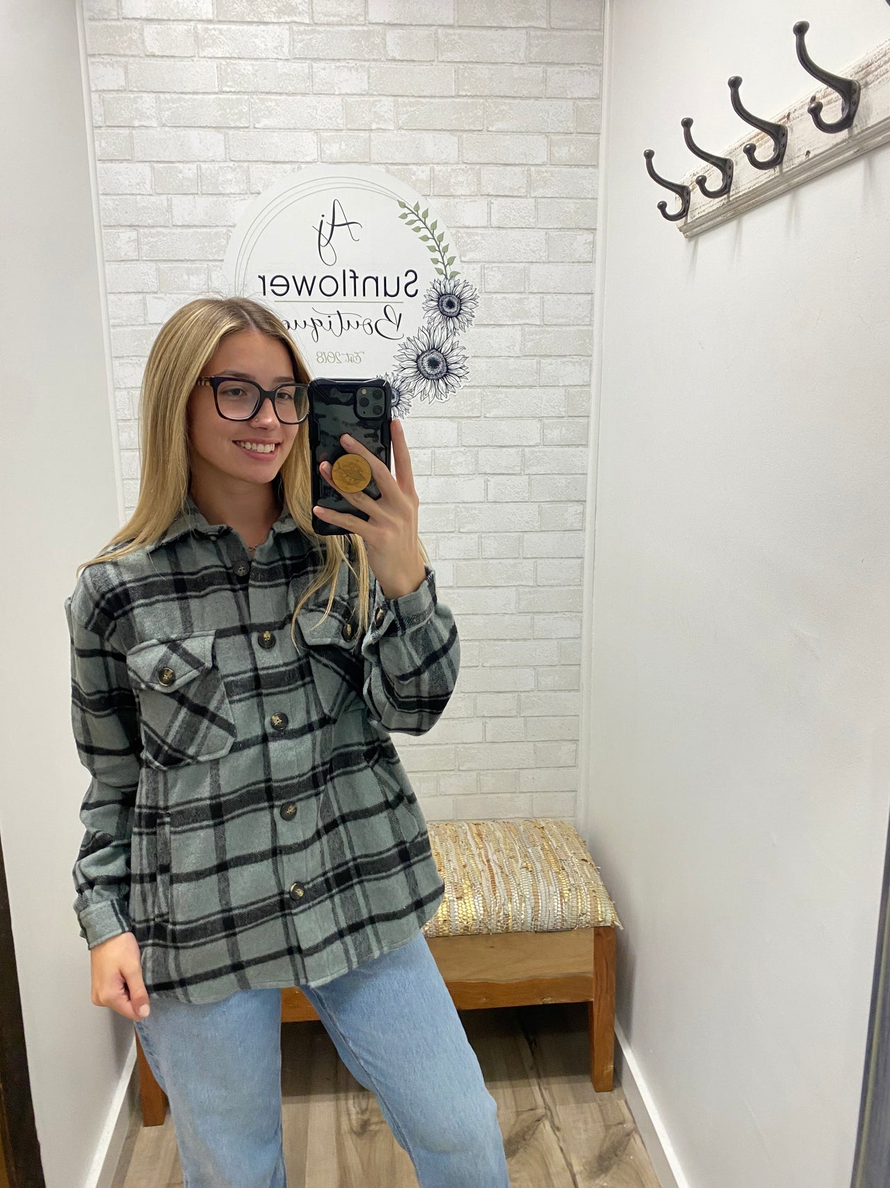 Crisp Air Plaid Shacket - Green