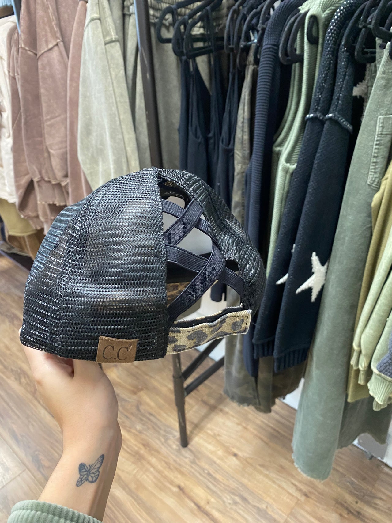 Criss-Cross Pony Cap- Animal Print