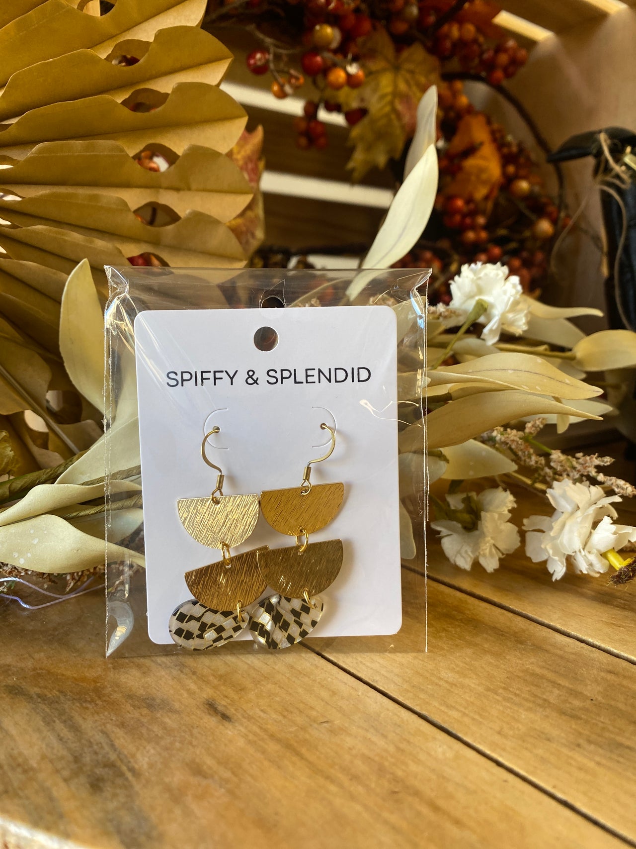 Aria Earrings - Black Shimmer Checker