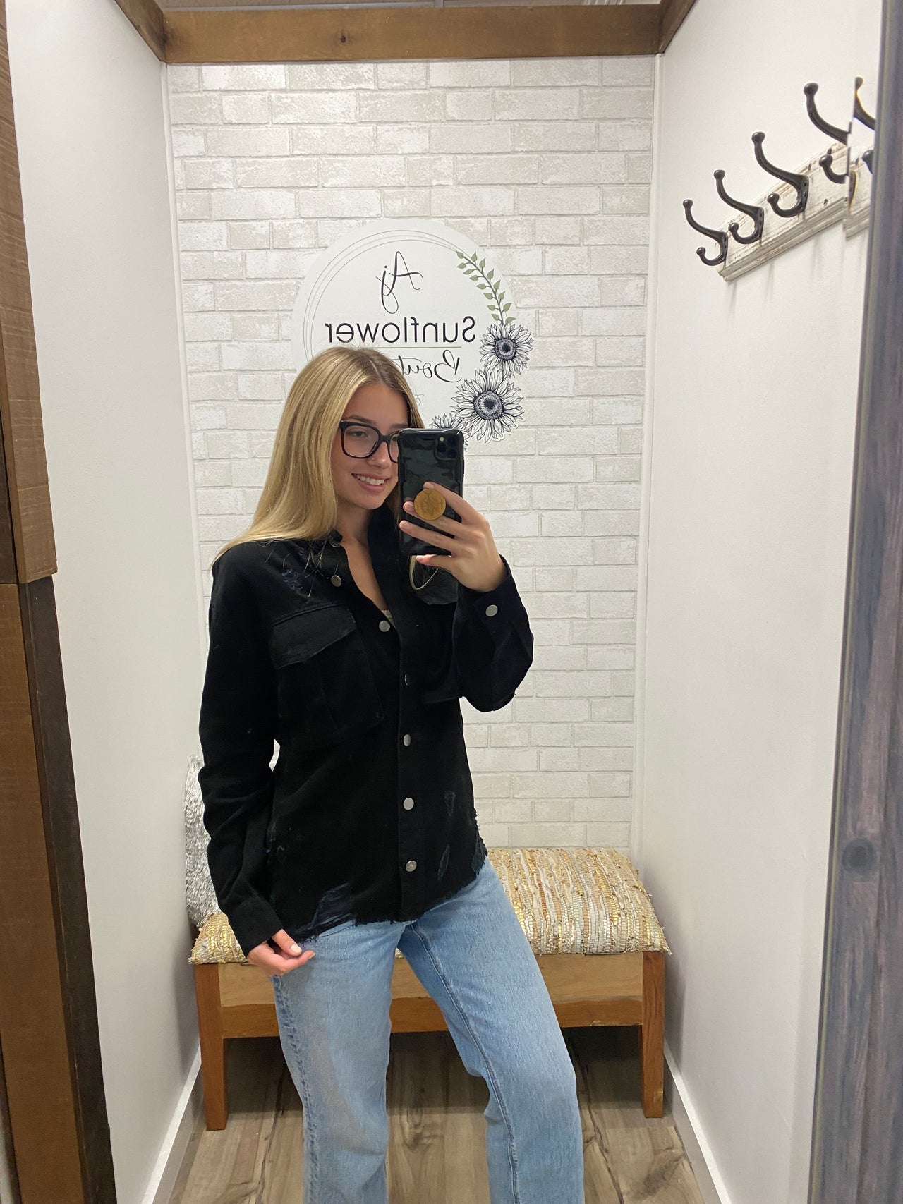 Harvest Stroll Denim Jacket - Black