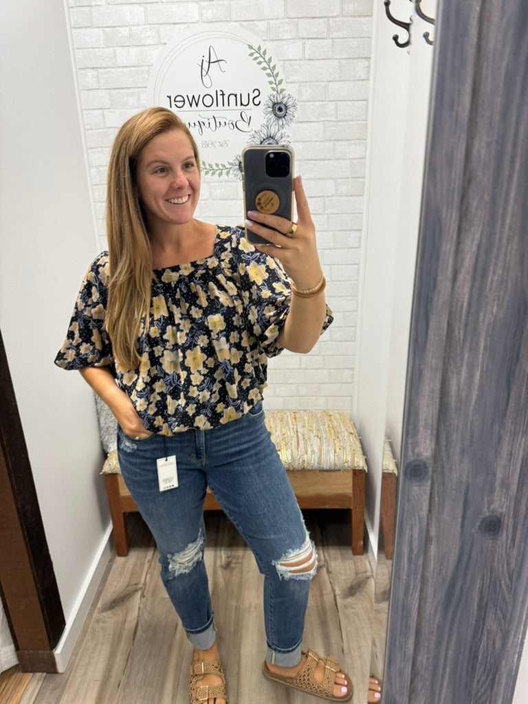 Golden Meadow Square Neck Blouse