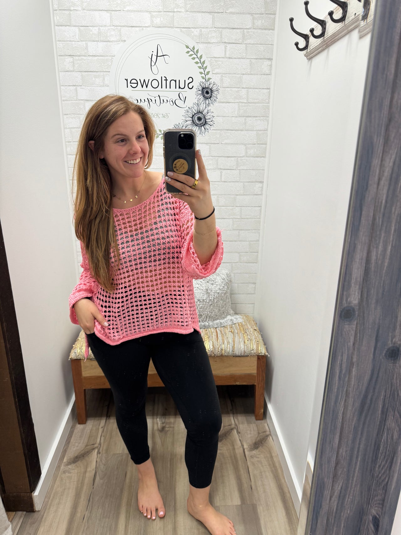 Coastal Breeze Mesh Knit Sweater-Pink