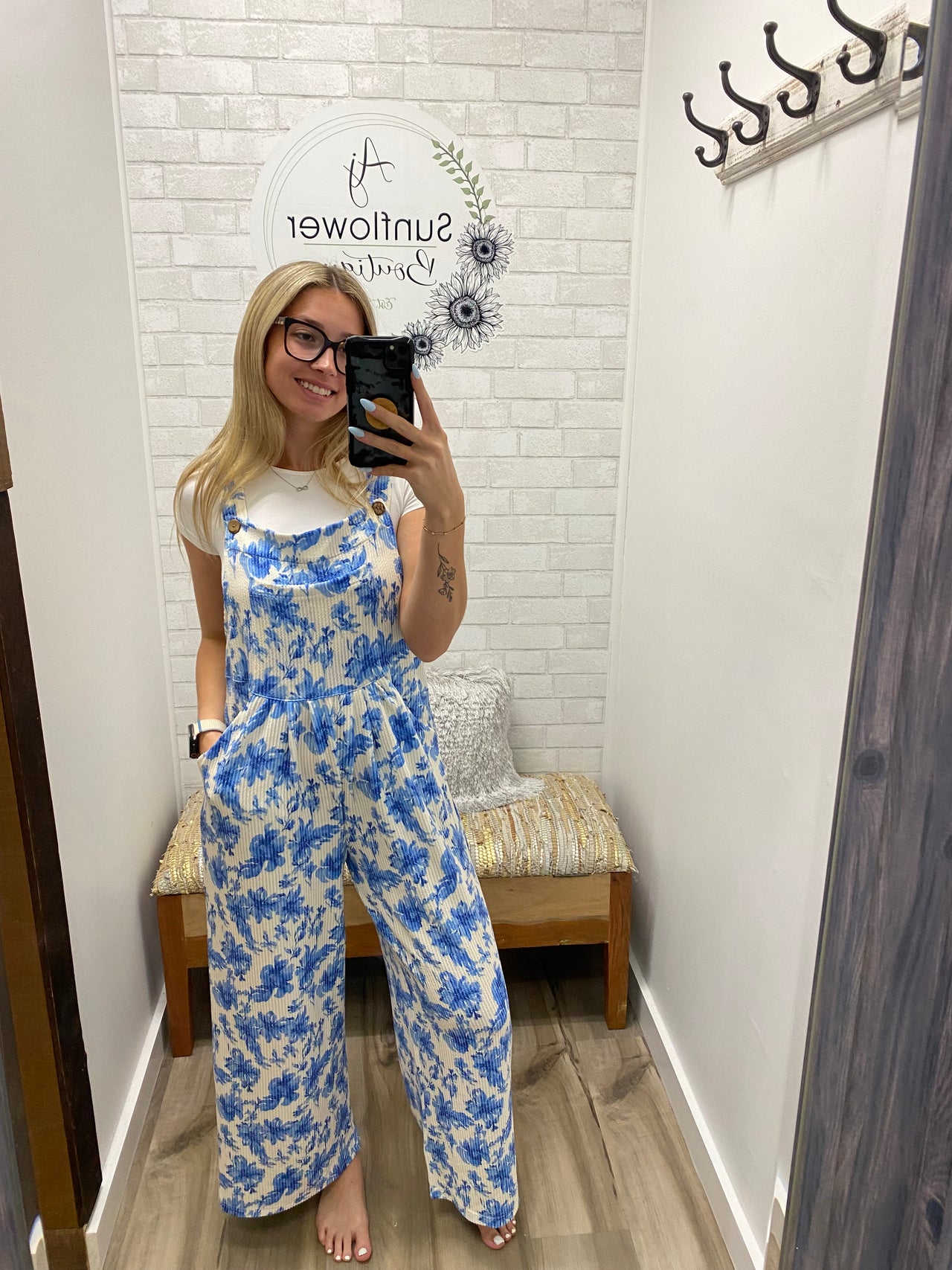 Wildflower Stroll Overalls - Blue