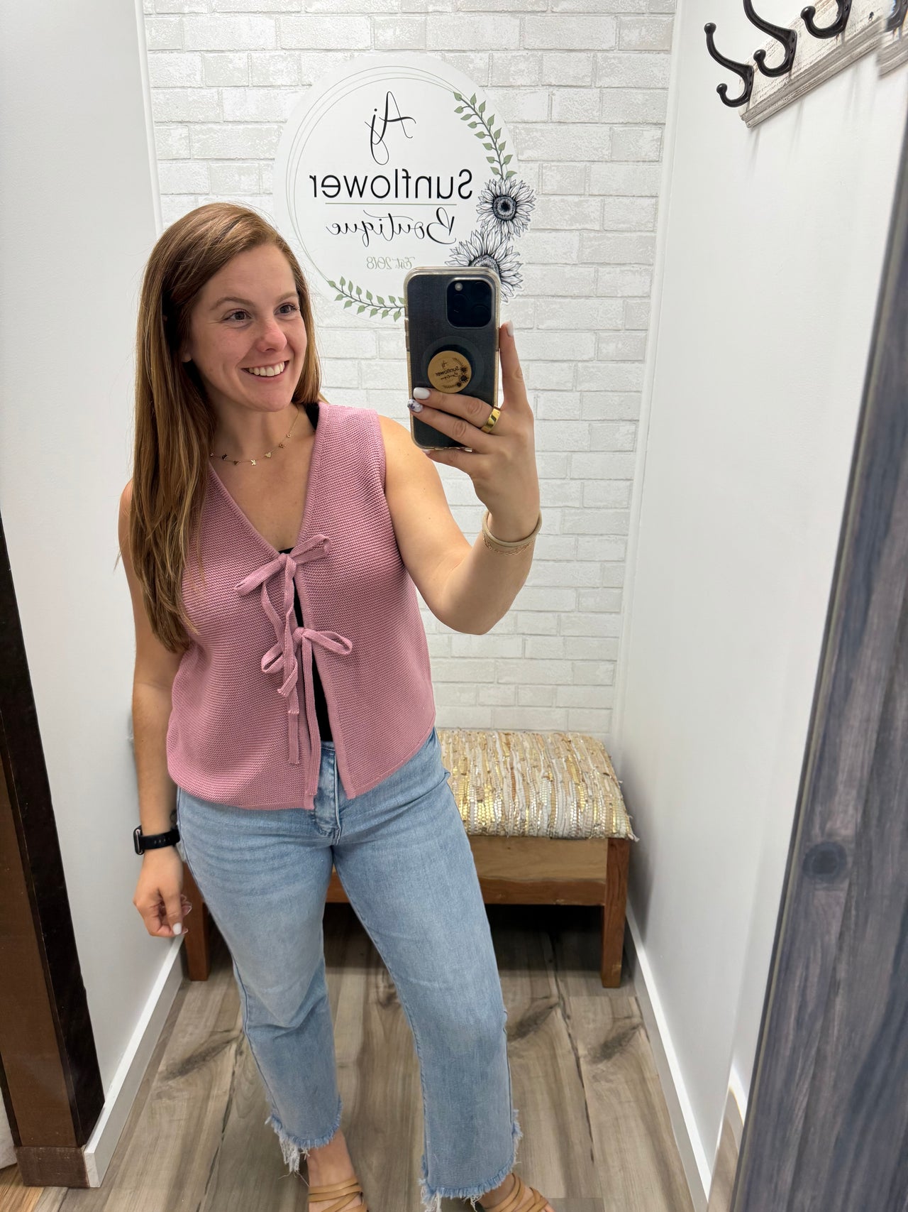 The Sweet Tie Sweater Vest- Pink