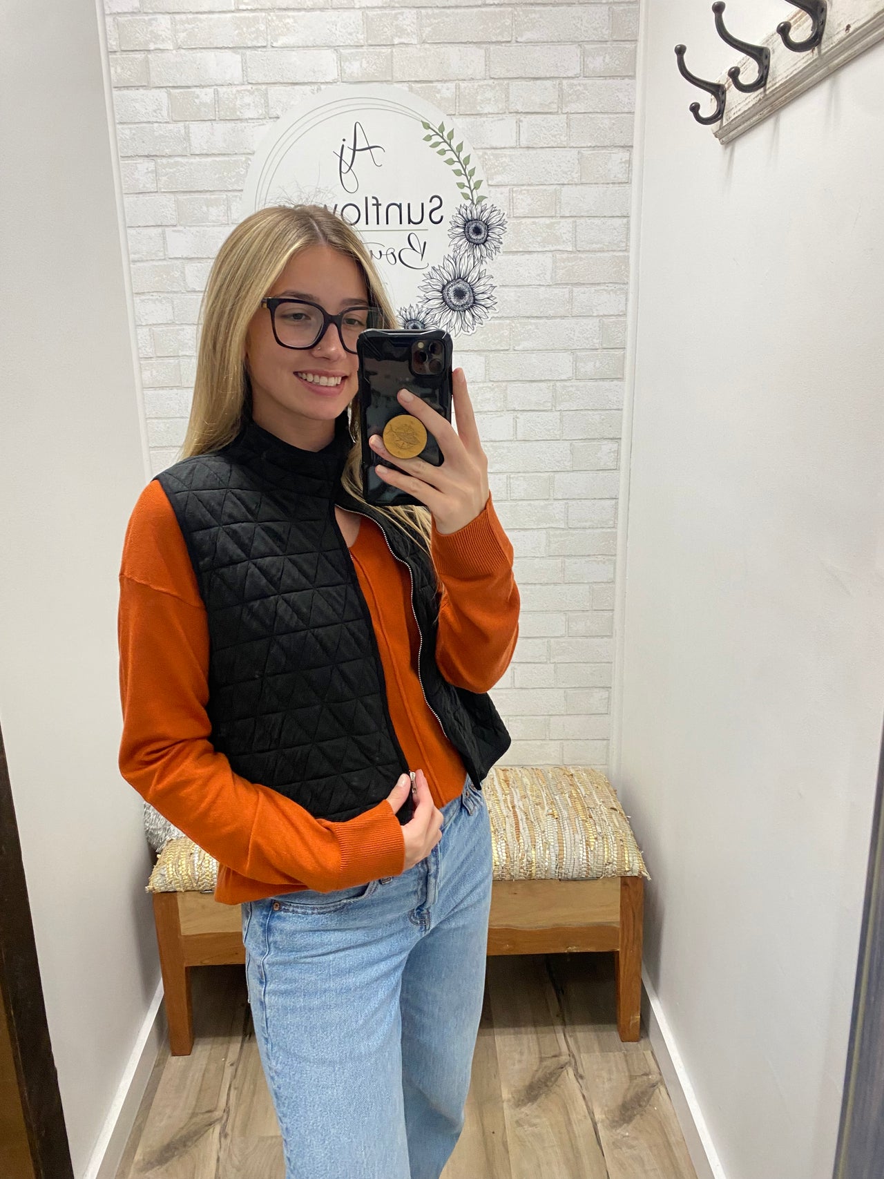 Coffee Run Quilted Vest-Black