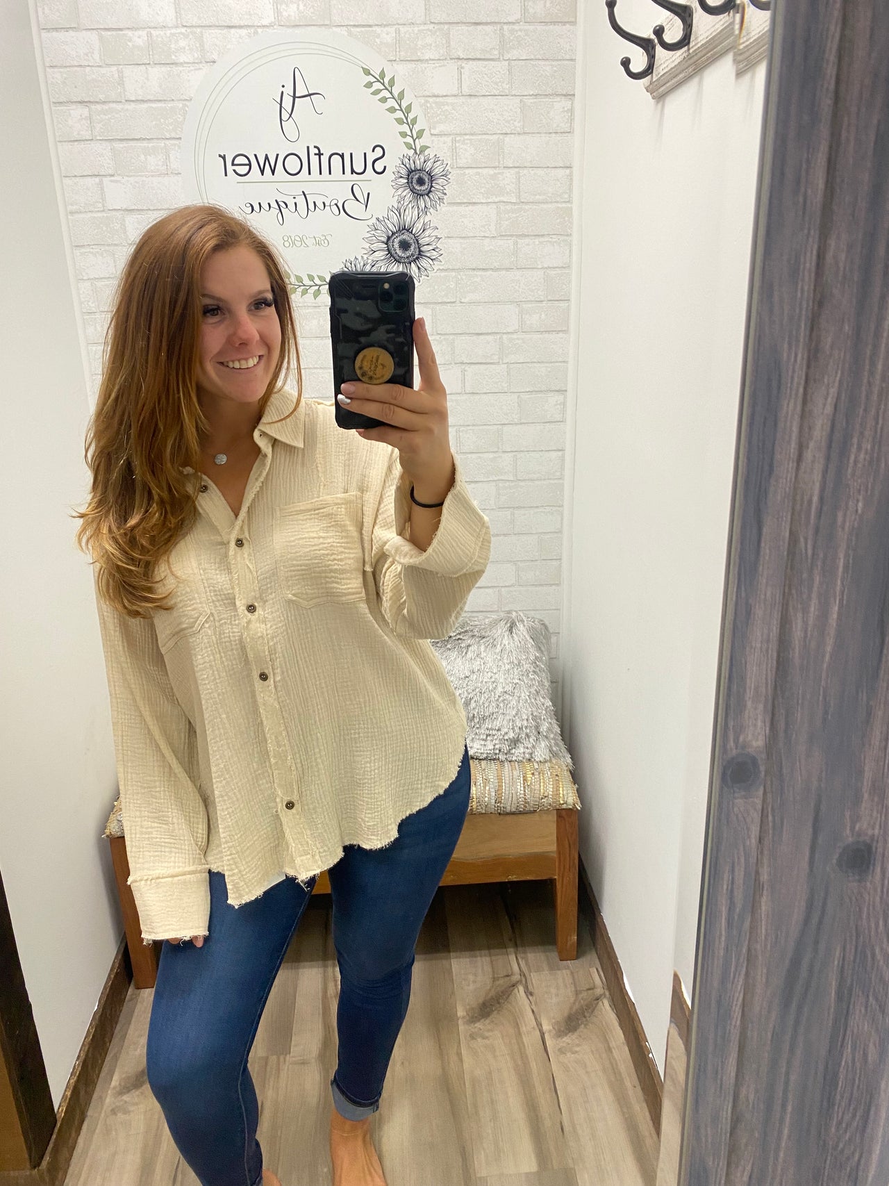 Fall Vibes Gauze Button Down