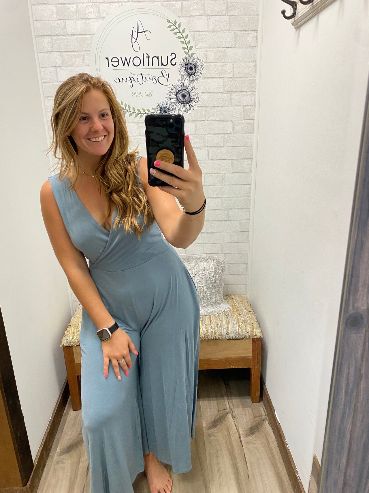 Ready for Date Night Jumpsuit -Dusty Blue