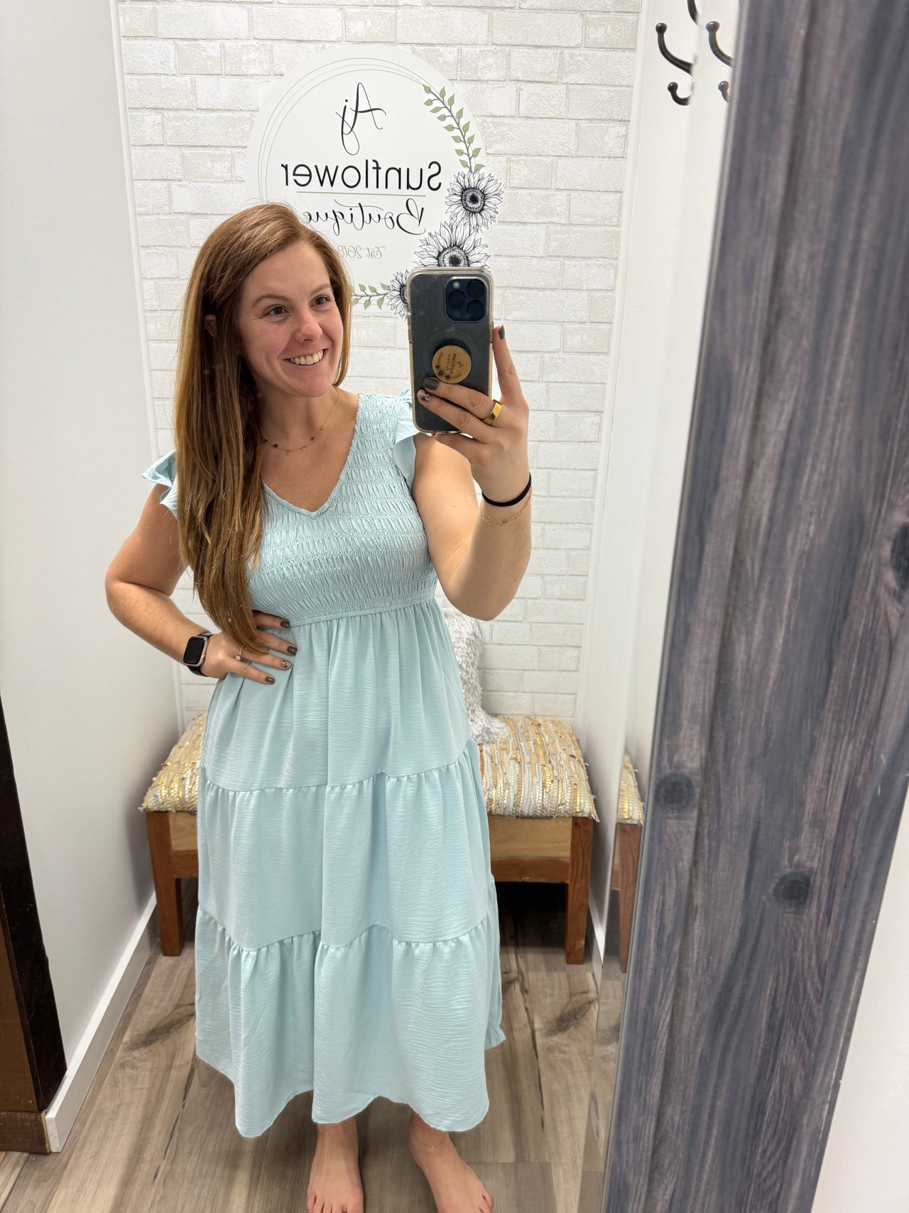 Sunday Brunch Midi Dress-Blue