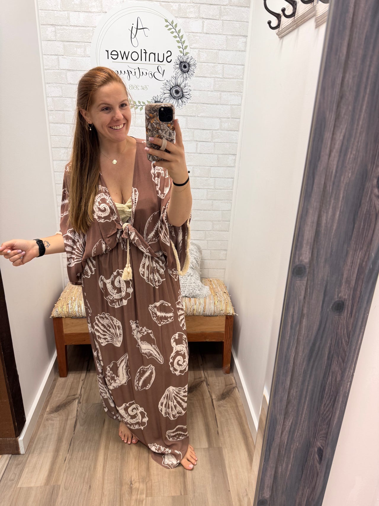 Seashell Escape Tie Front Top