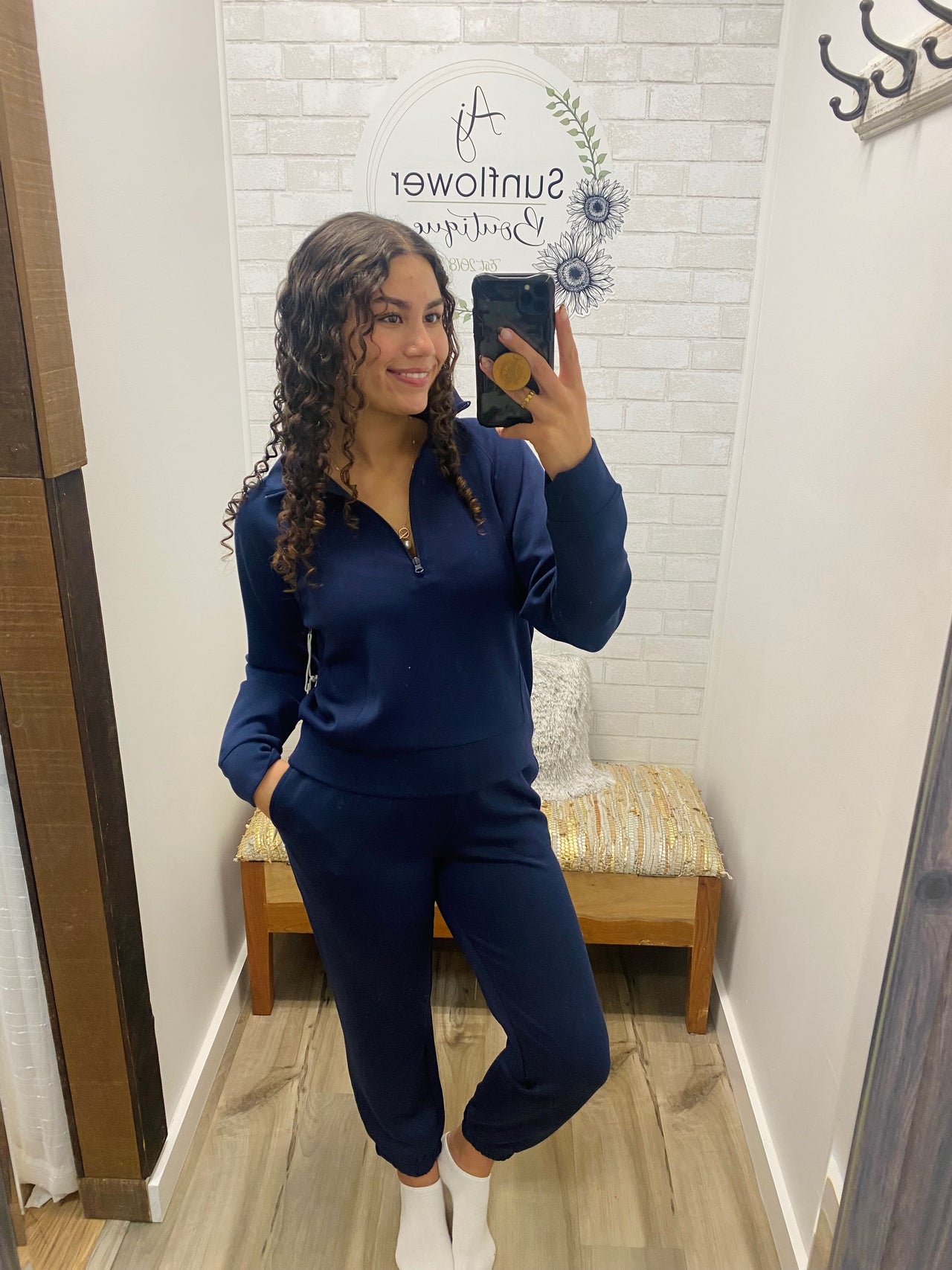 Daily Cloud Collared Quarter Zip — Navy