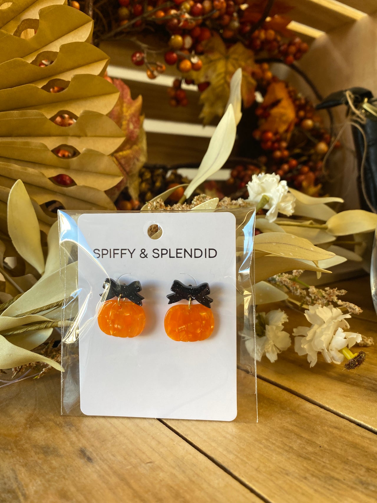 Bow Pumpkin Patch Earrings - Orange
