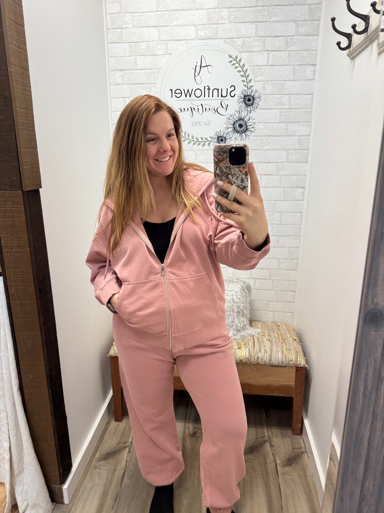 Blush Weekend French Terry Zip Hoodie
