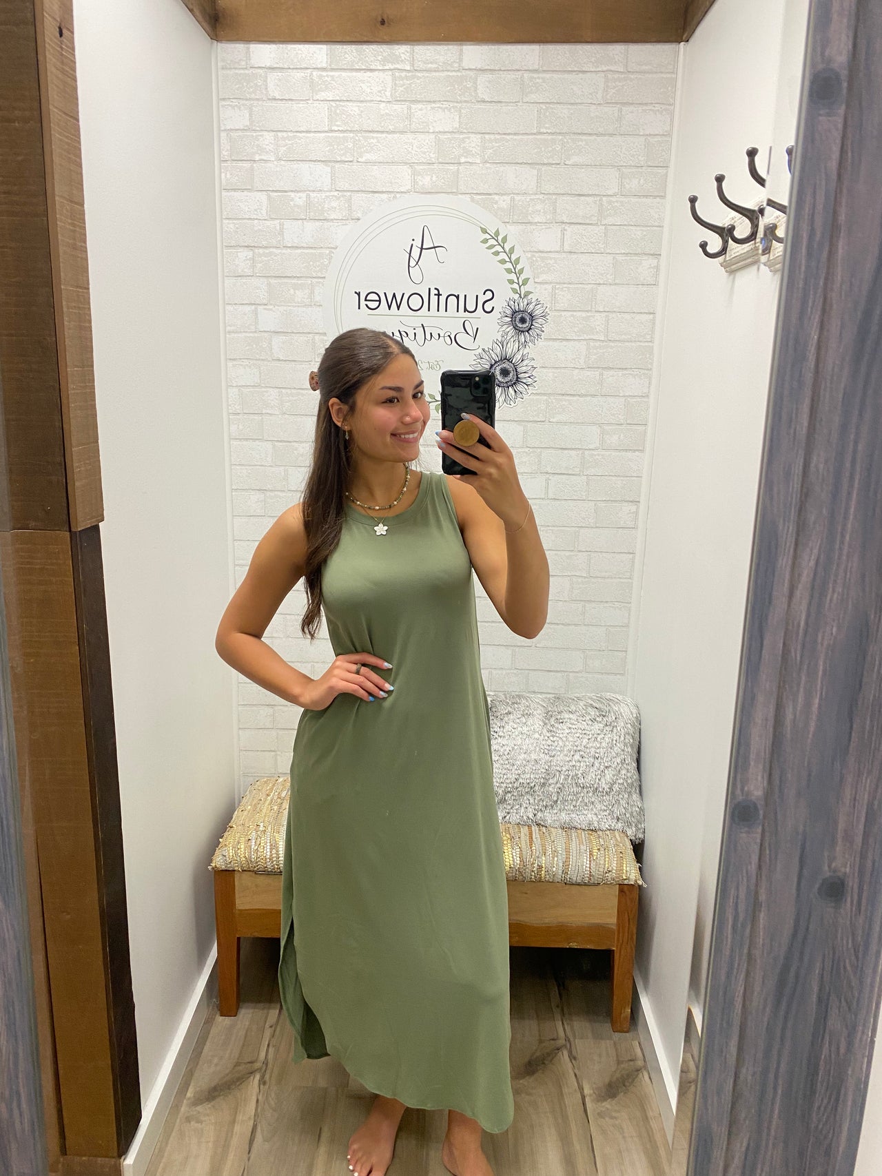 Shoreline Swing Dress-Light Olive