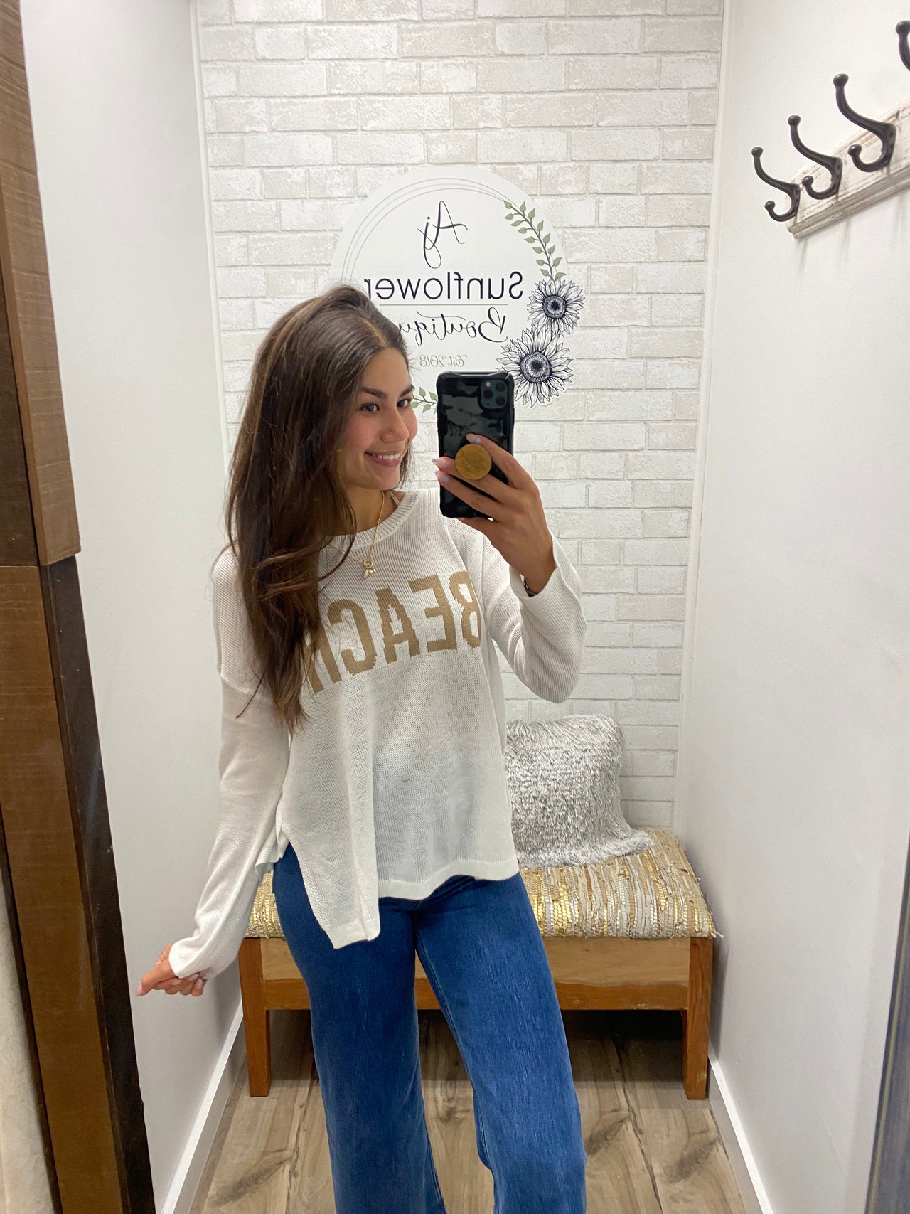 Beach, Please Sweater -White/Sand