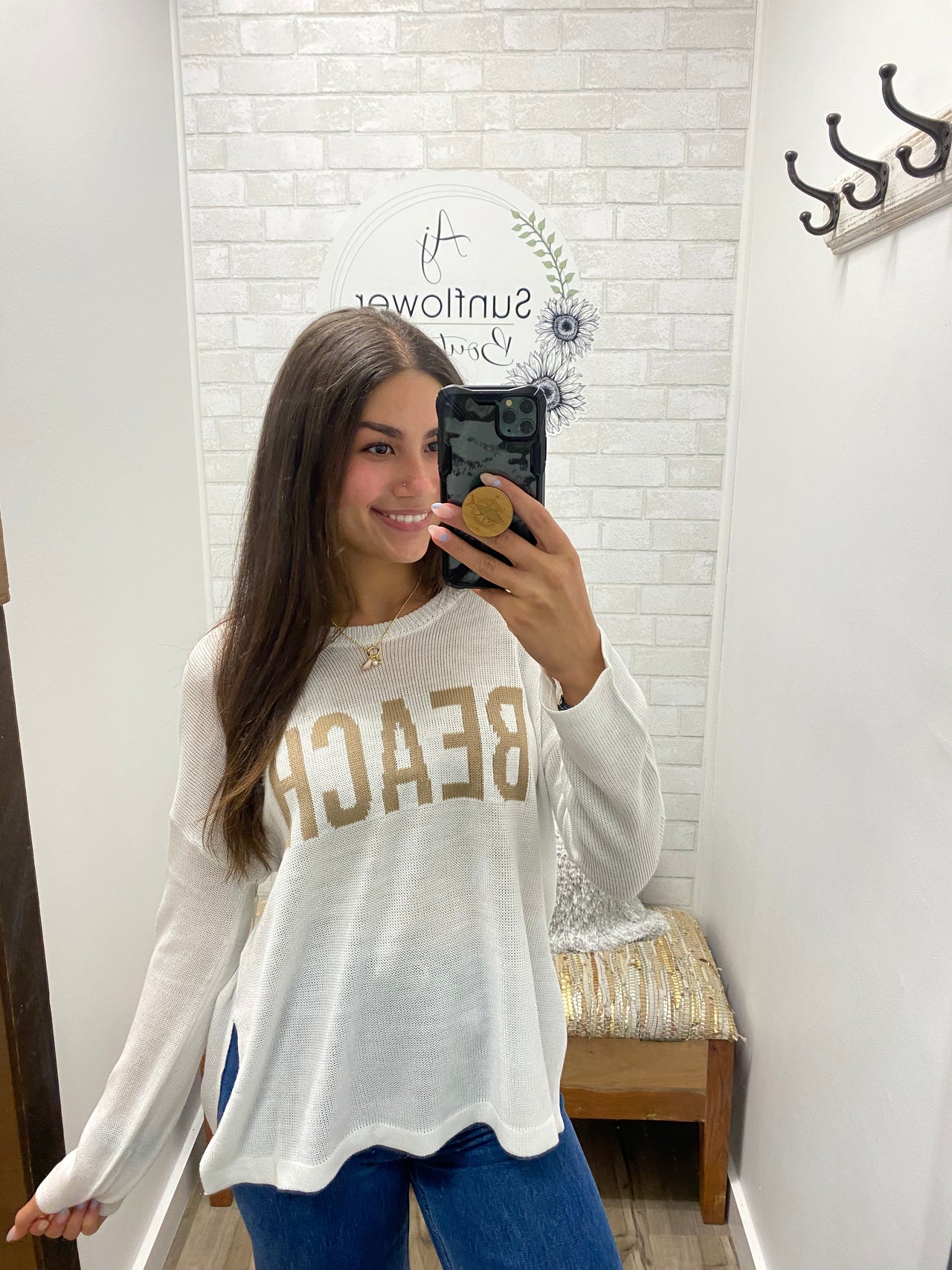 Beach, Please Sweater -White/Sand