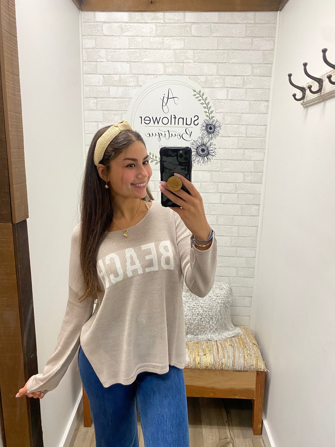 Beach, Please Sweater -Sand/White