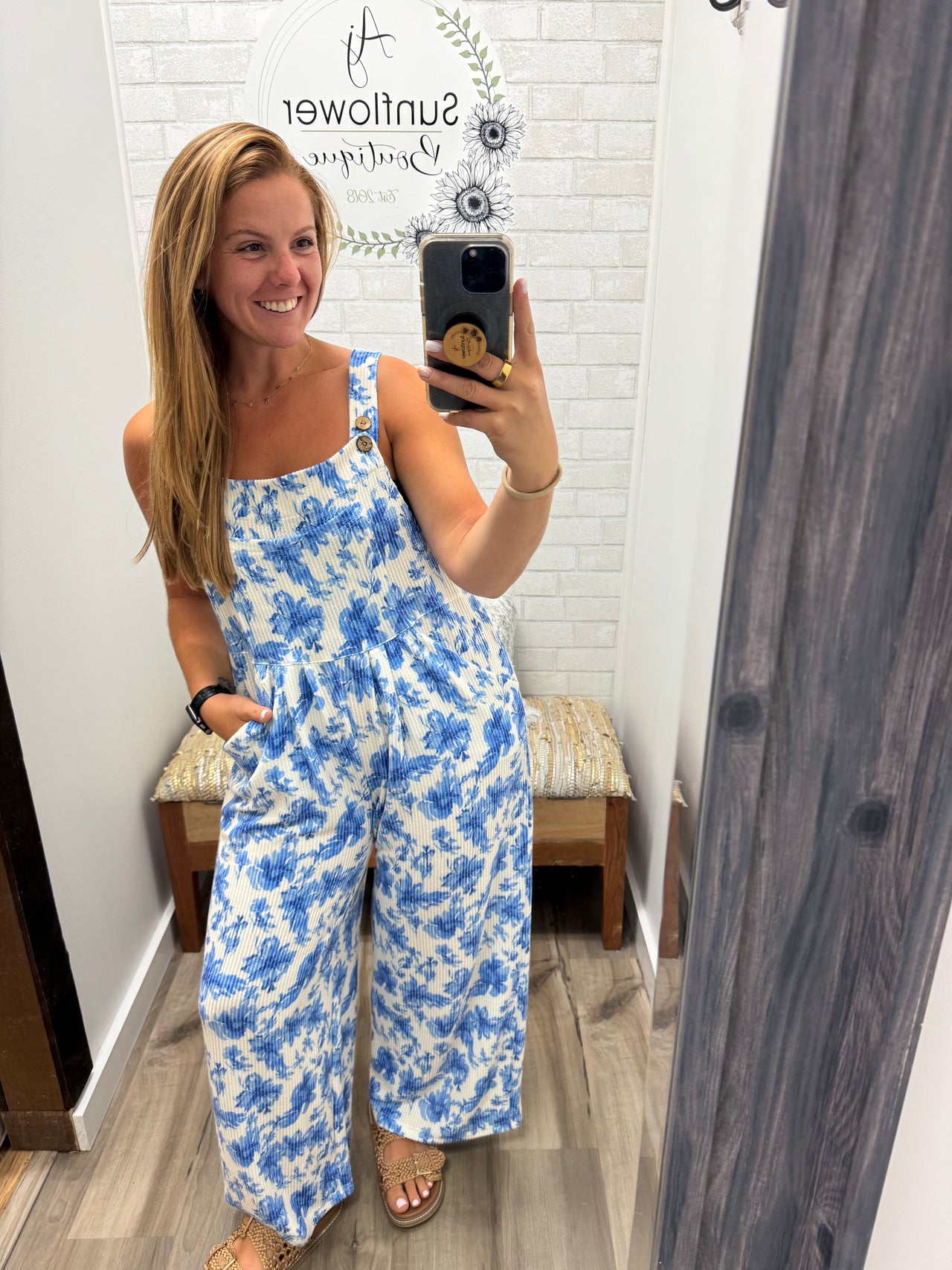 Wildflower Stroll Overalls - Blue