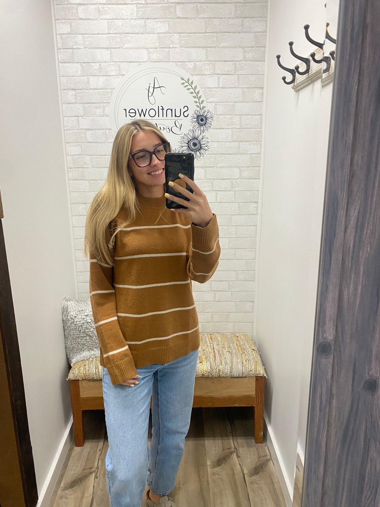 Weekend Stroll Stripe Sweater - Ginger