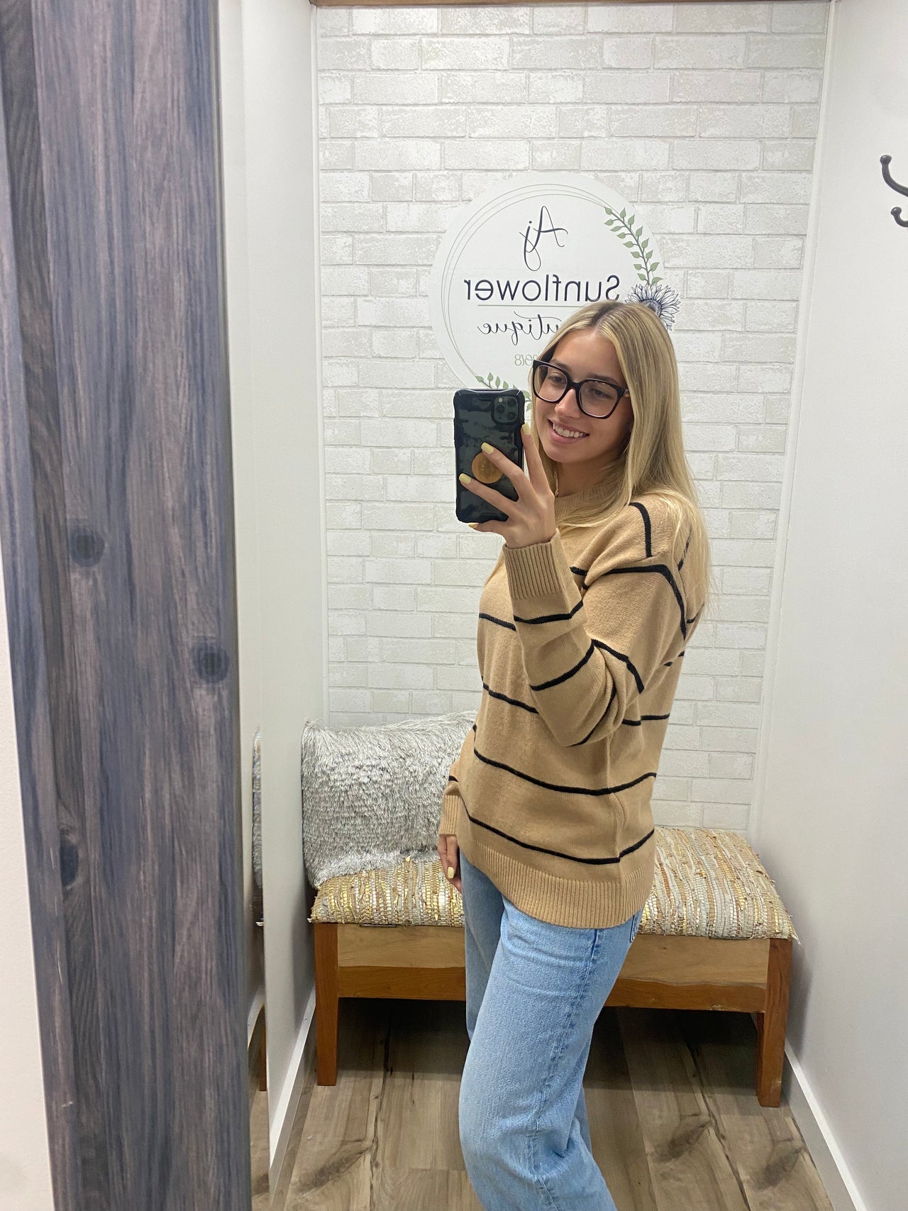 Weekend Stroll Stripe Sweater - Cookie Dough