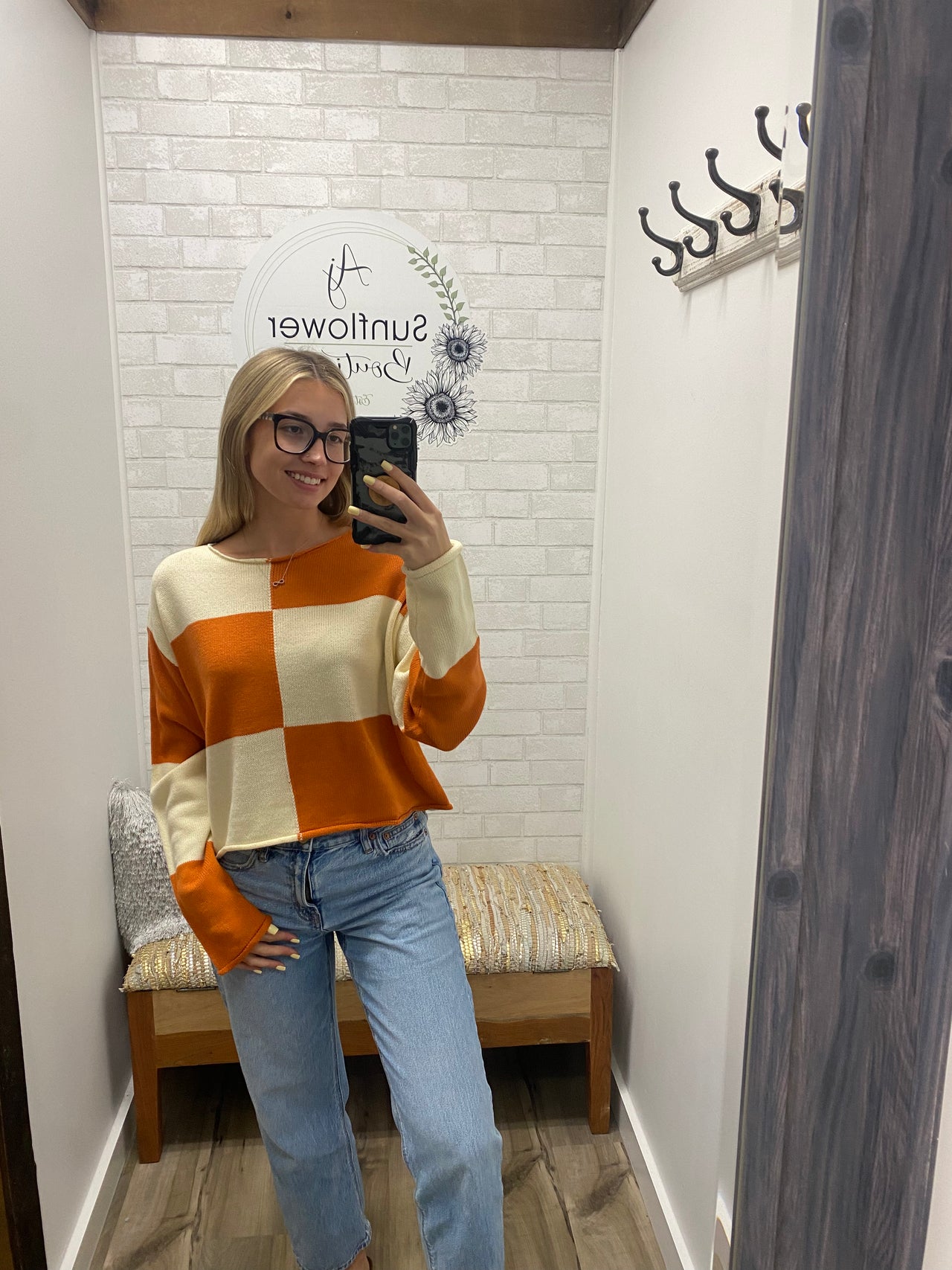 Harvest Check Sweater-Ginger