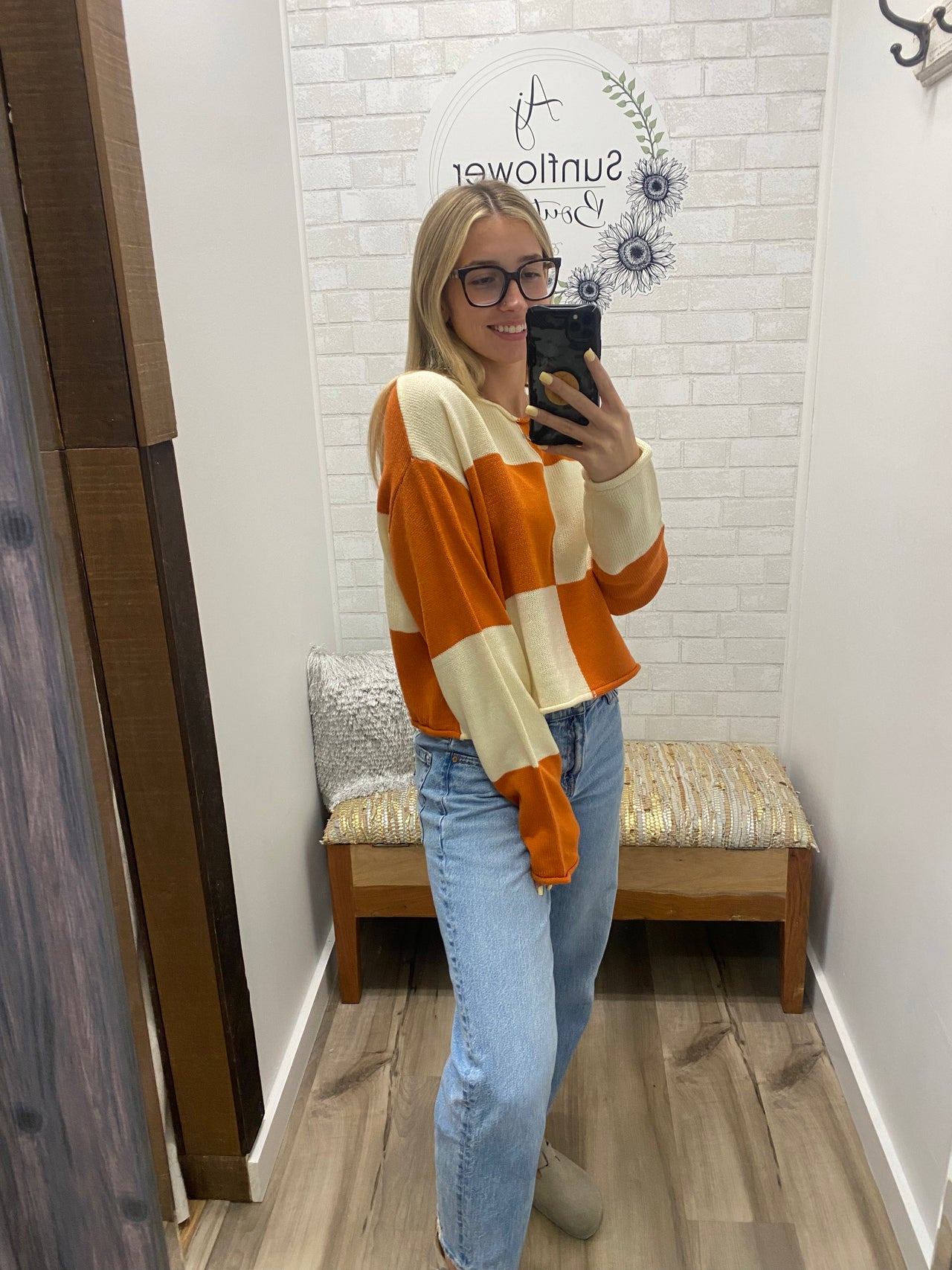 Harvest Check Sweater-Ginger