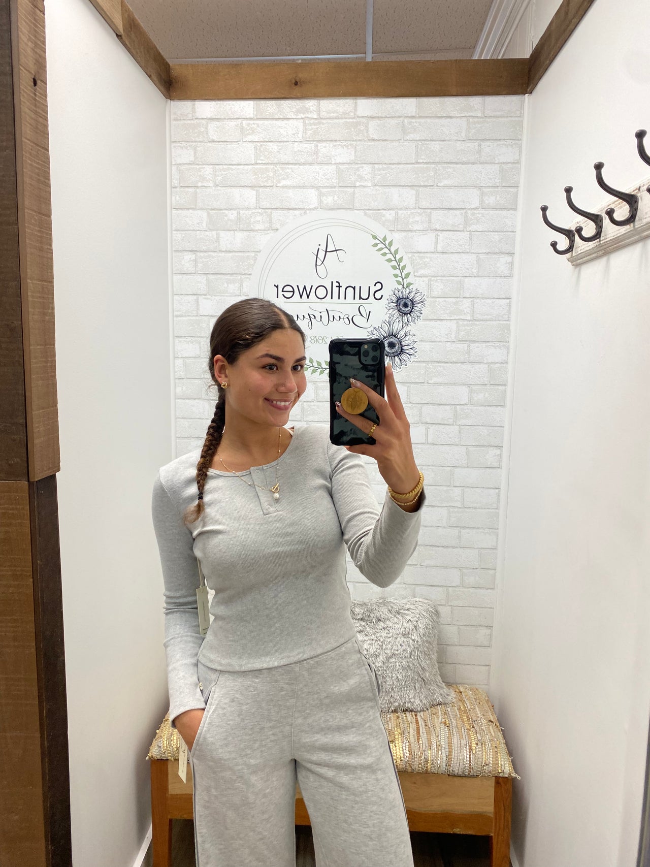 Moonlight Lounge Henley-Heather Gray