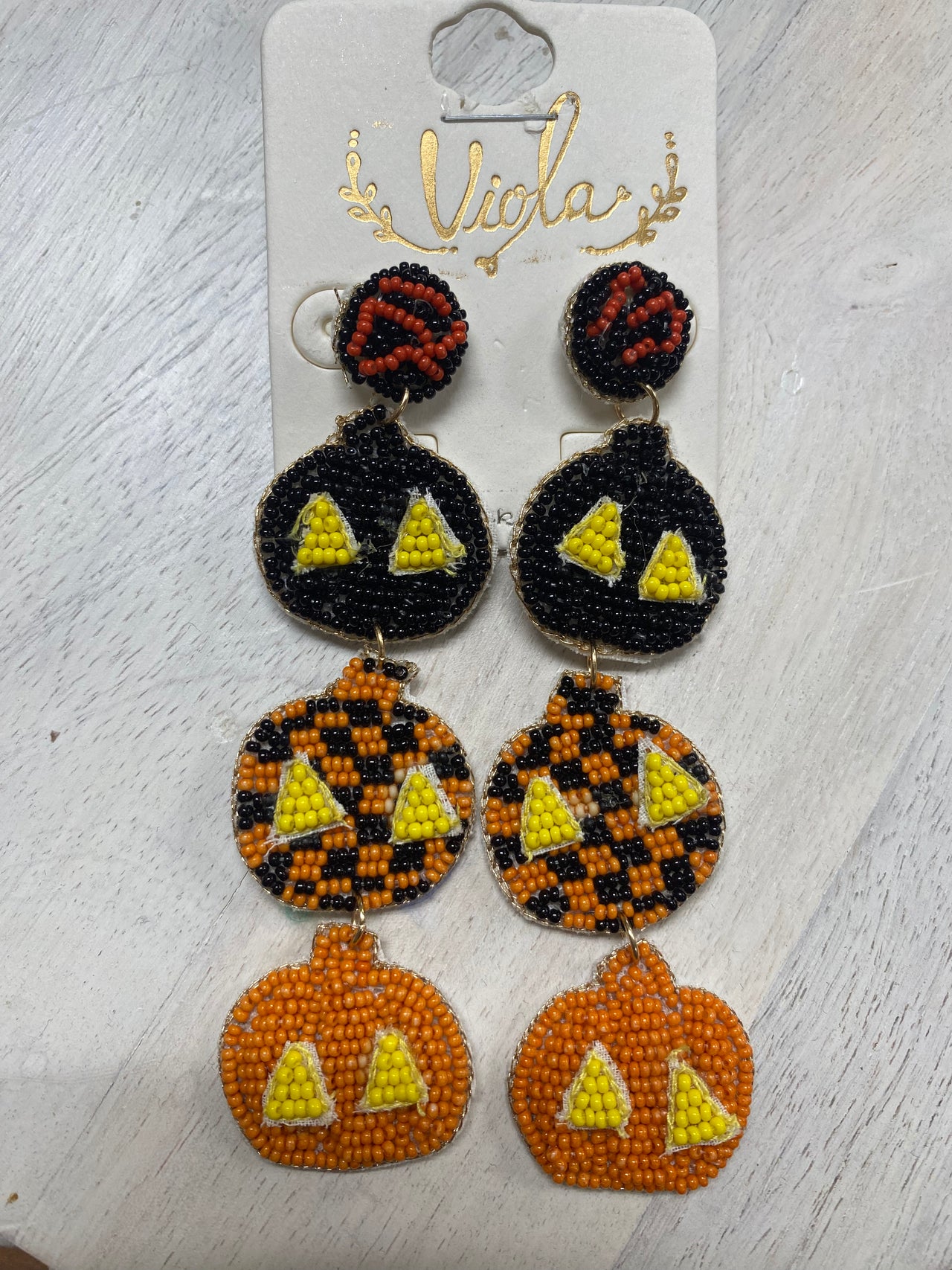 Beaded Pumpkin Trio Earrings